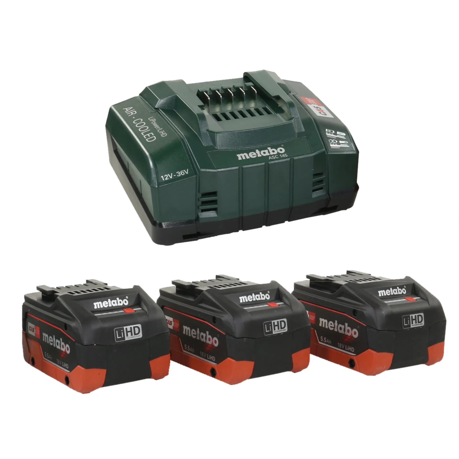 Set de batteries 18V : 3 X 5.5 Ah Li-ion Hd + Chargeur ASC145