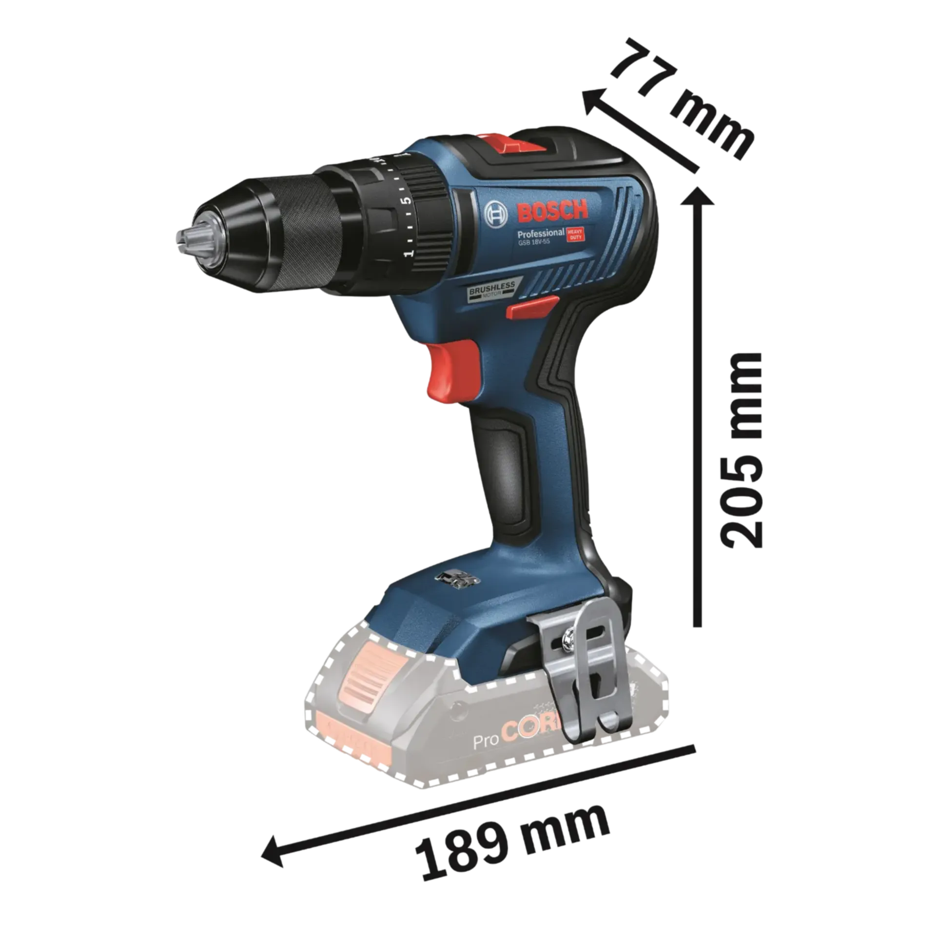 Accu Schroef- en Klopboormachine GSB 18 V-55 (18V - 2 X 4 AH Li-ion)
