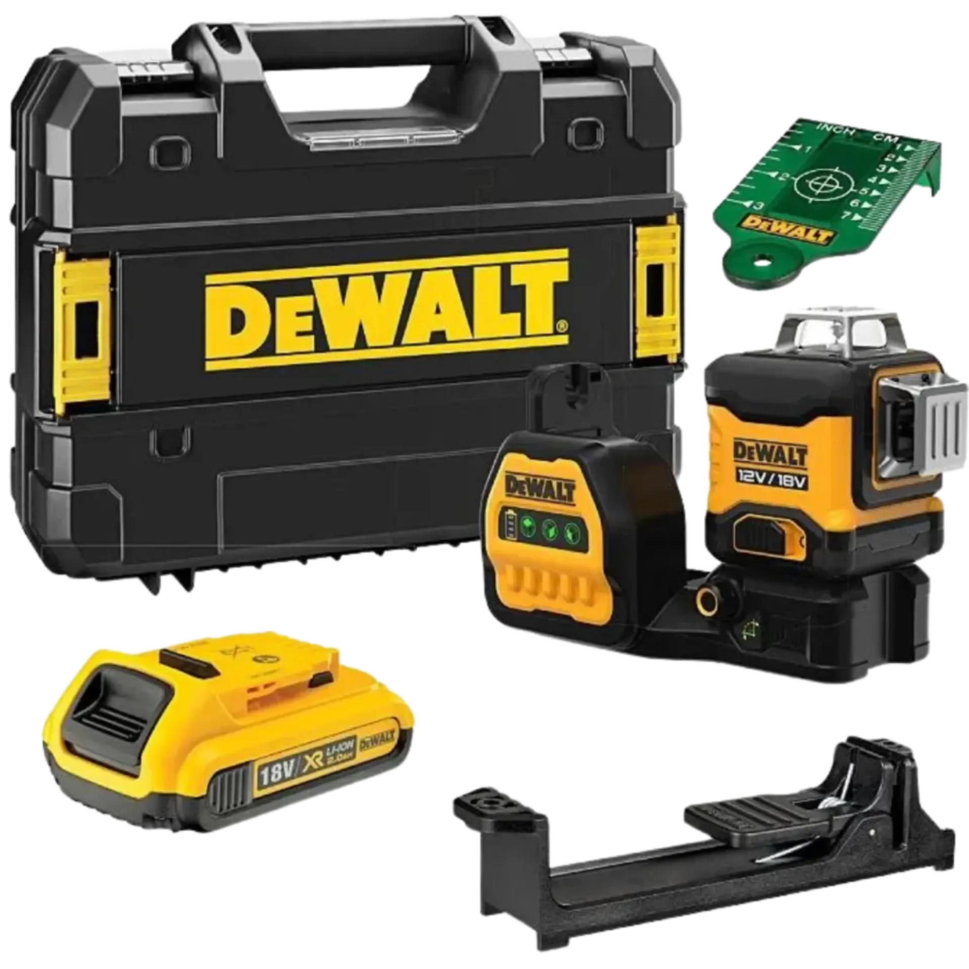 DCE089D1G18 Kruislijnlaser met 3 groene lijnen 12 V/18 V (met accu)