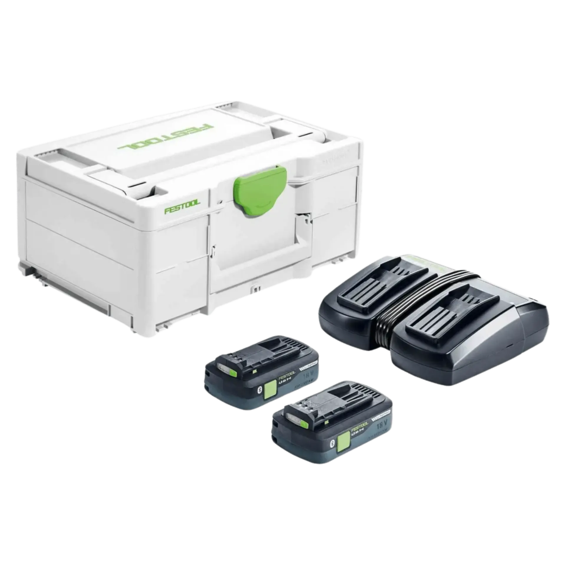 Set de batteries 18V : 2 x 4 Ah Li-ion + chargeur TCL6 DUO Set de batteries 18V : 2 x 4 Ah Li-ion + chargeur TCL6 DUO