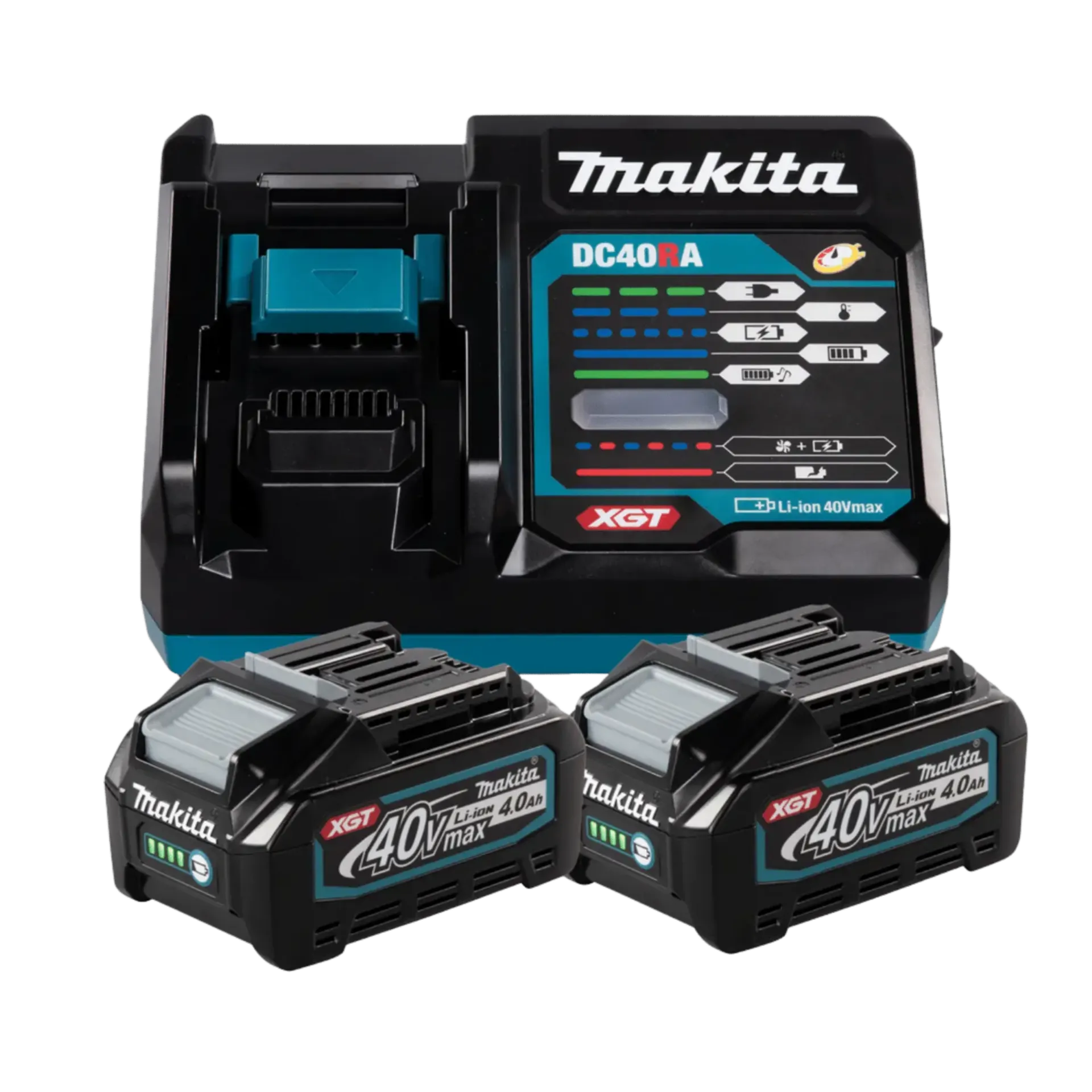 Set batterijen 40V: BL4040 : 2 X 4 Ah Li-ion + lader DC40RA