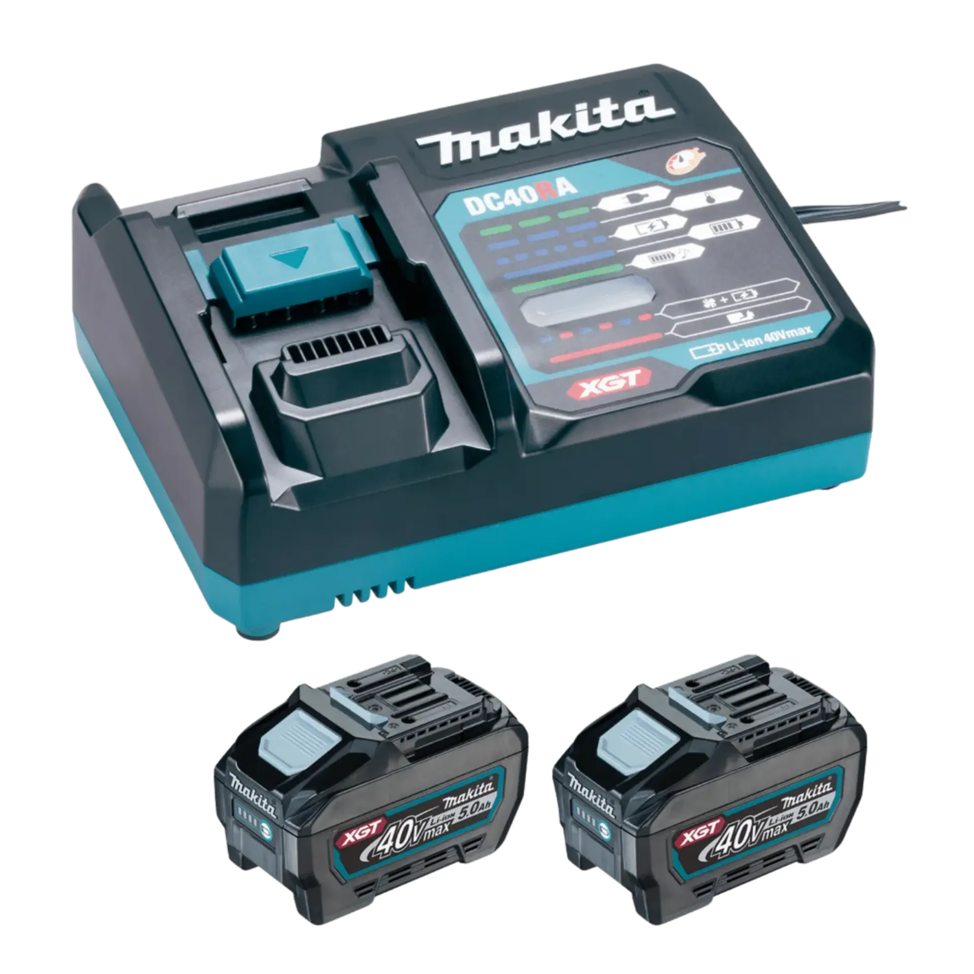 Set batterijen 40V: BL4050 : 2 X 5 Ah Li-ion + lader DC40RA
