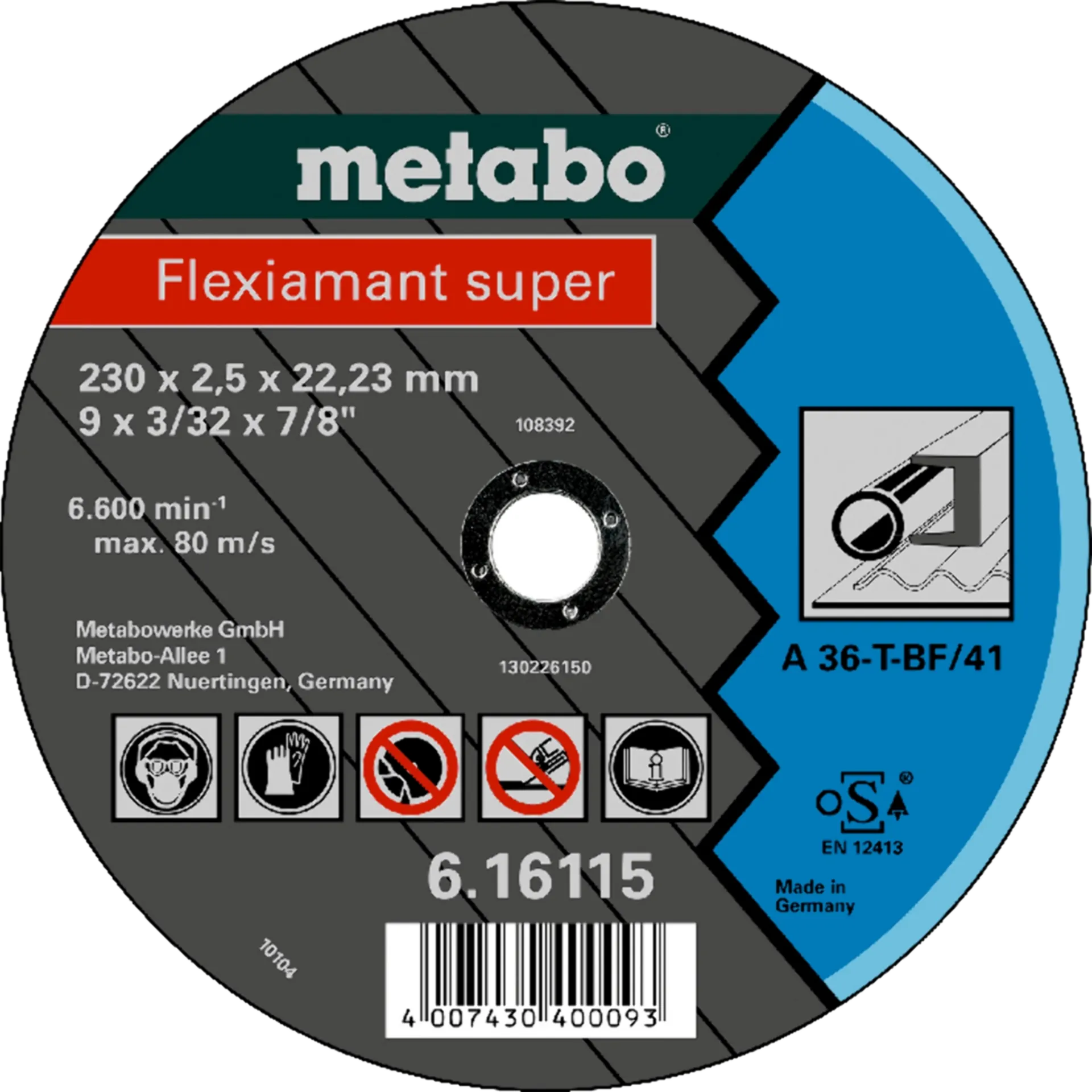 Meule De Tronçonnage 230X2.5X22 Acier - 61611500 Meule De Tronçonnage 230X2.5X22 Acier - 61611500