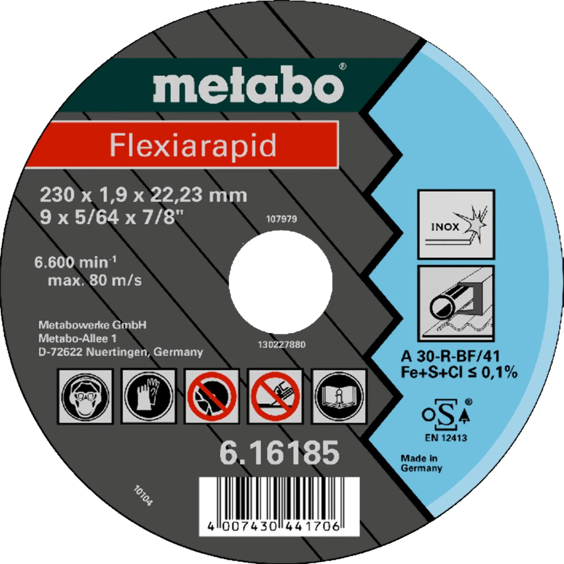 Meule De Tronçonnage Inox 125 X 1.6 X 22 mm - 61618200 Meule De Tronçonnage Inox 125 X 1.6 X 22 mm - 61618200