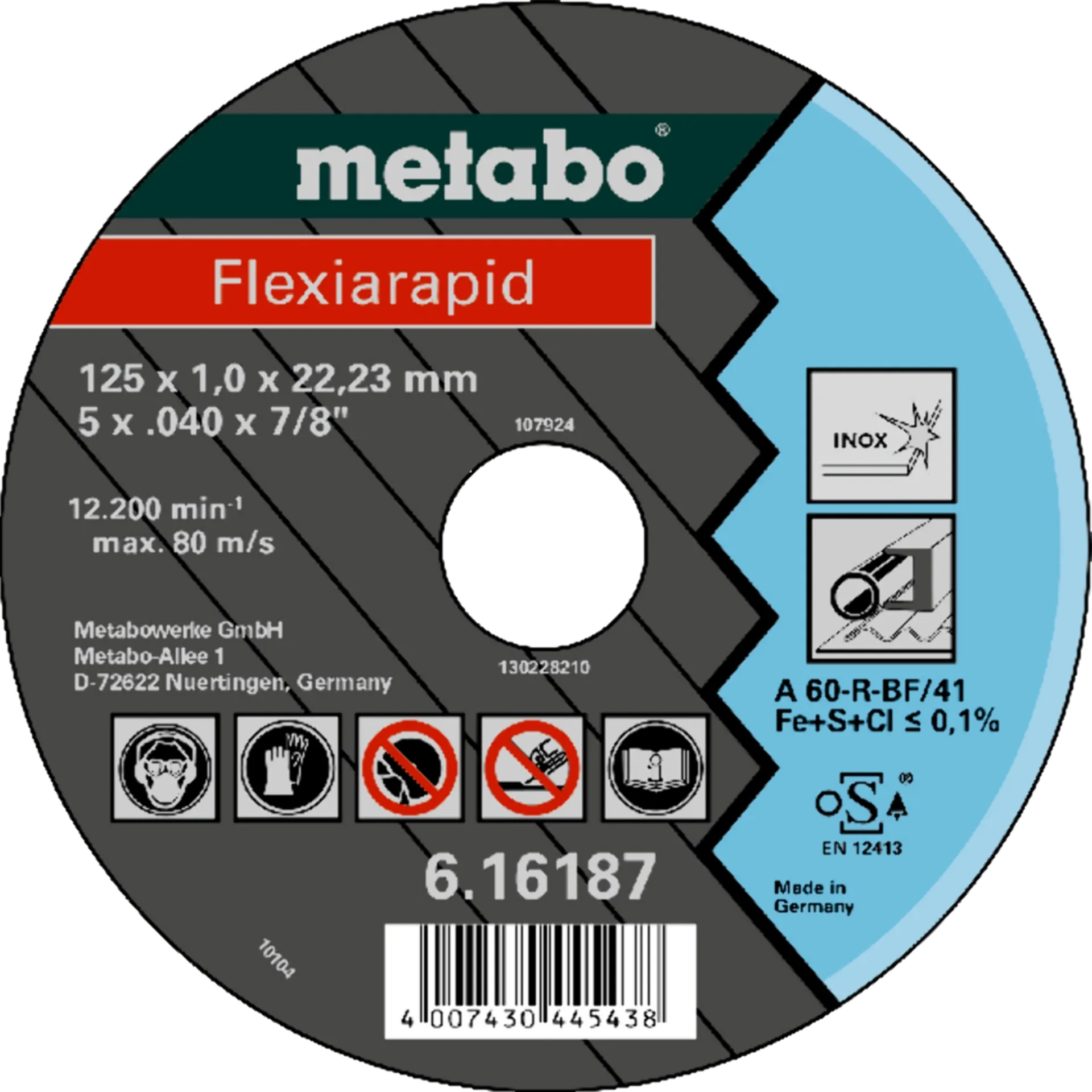 Meule De Tronçonnage Inox 125 X 1.0 X 22 mm - 61618700 Meule De Tronçonnage Inox 125 X 1.0 X 22 mm - 61618700