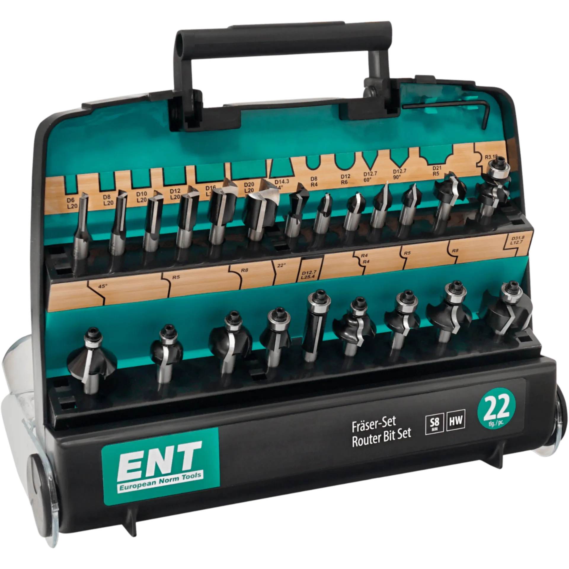 Set (22) frezen schacht 8 mm - ENT Set (22) frezen schacht 8 mm - ENT