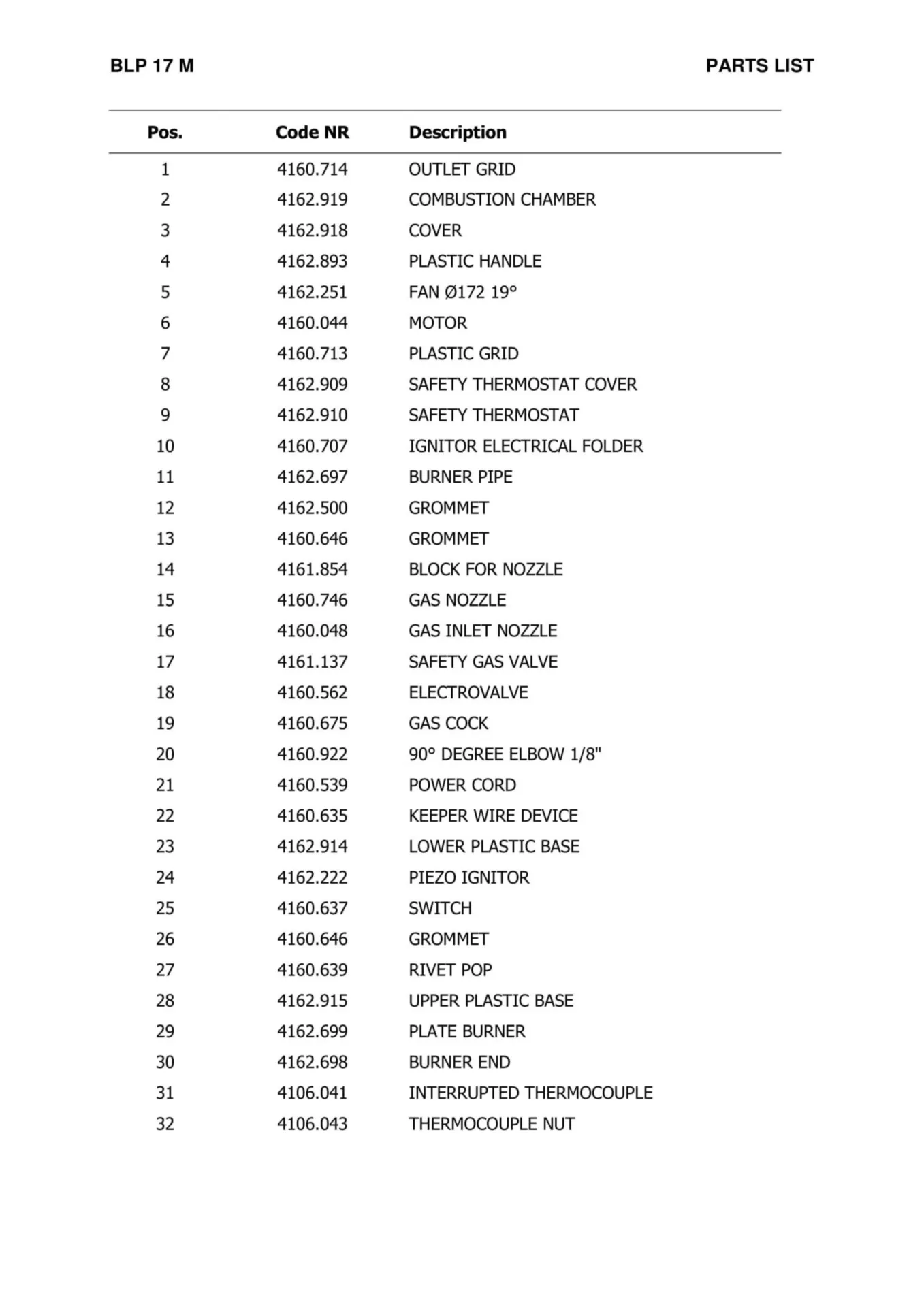 Chauffage à air au gaz BLP17M avec allumage manuel 9460 - 12900 KCAL - 230V