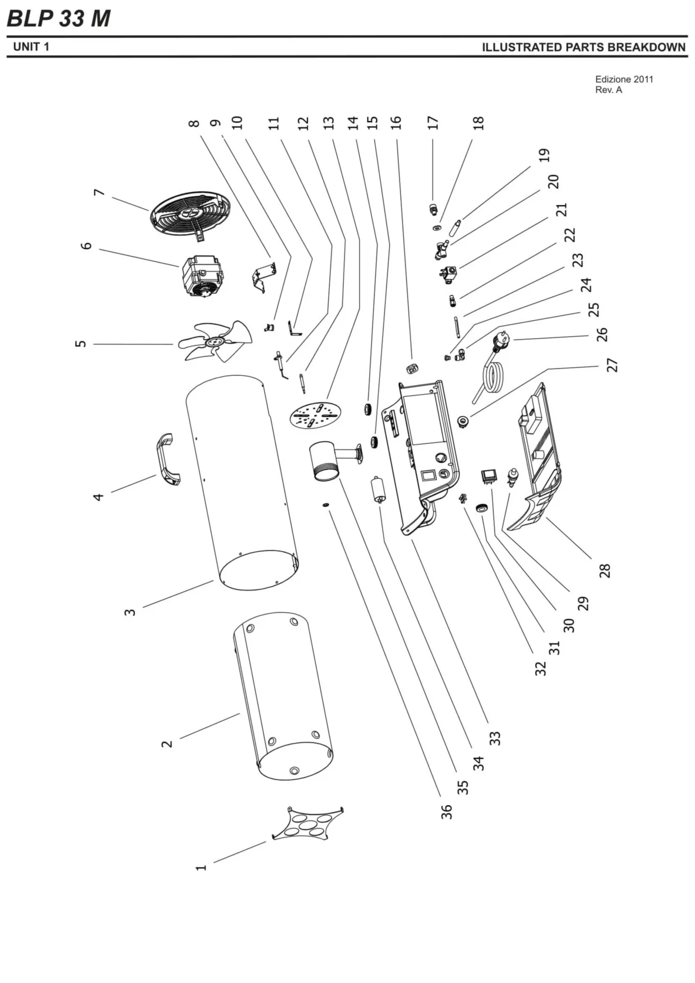 Gaskanon/luchtverhitter BLP33M met manuele ontsteking 13760 - 25800 KCAL - 230V