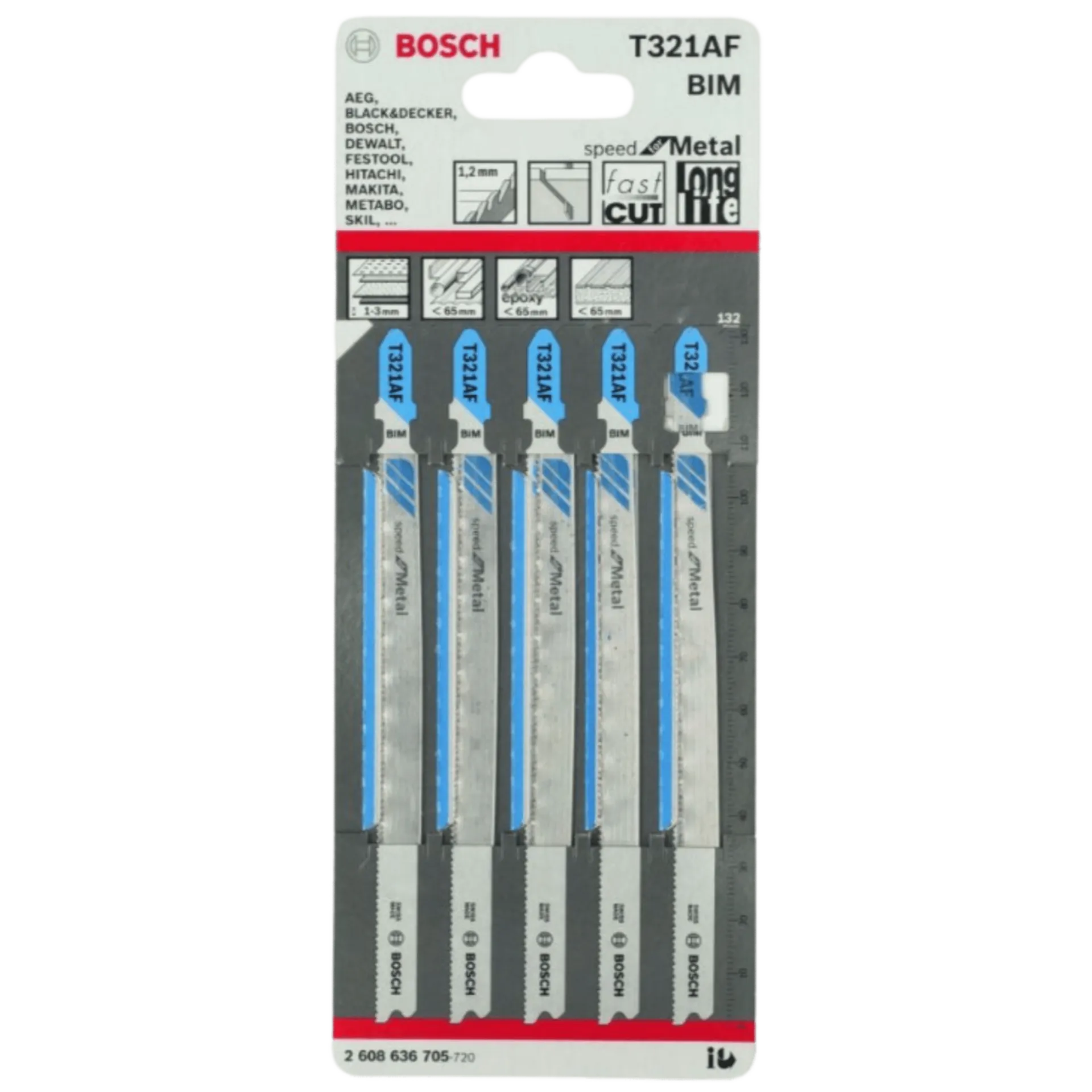 Lames de scie sauteuse (5 pièces) T321AF Speed for Metal - 2608636705