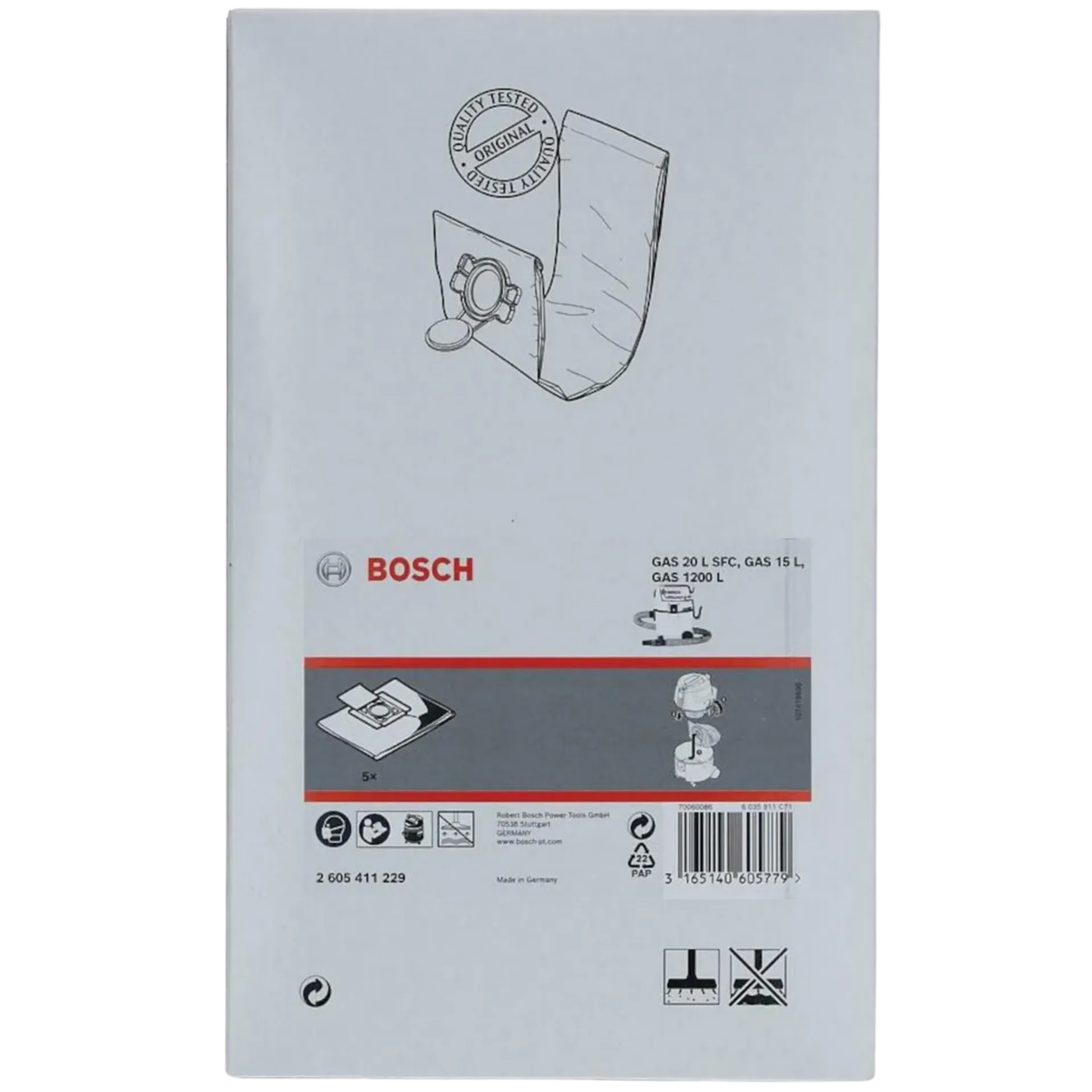 Vlieszak voor types GAS 15 liter/GAS 20 liter (5 stuks)