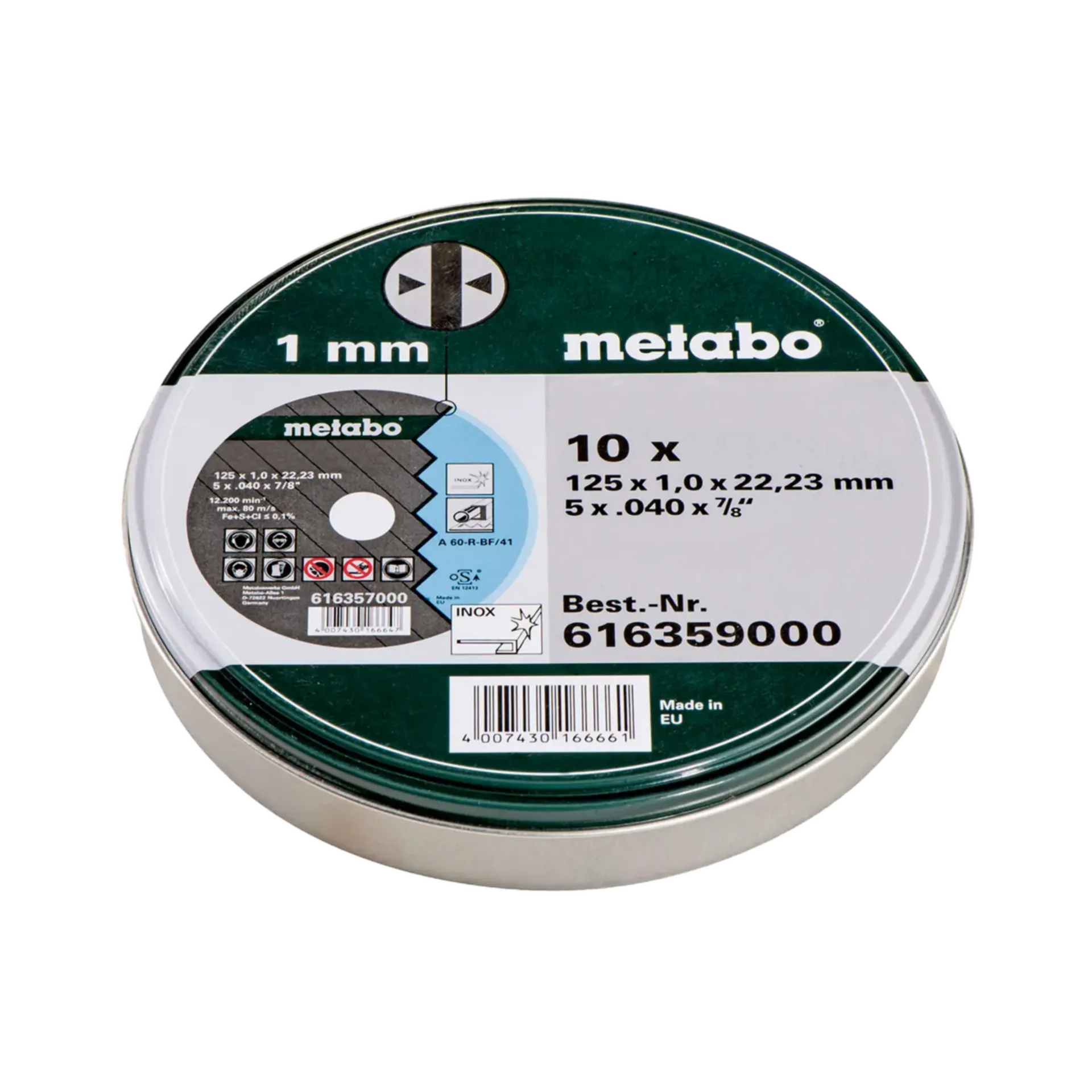 Doorslijpschijven 125 x 1 x 22 mm Inox - 10 stuks Doorslijpschijven 125 x 1 x 22 mm Inox - 10 stuks