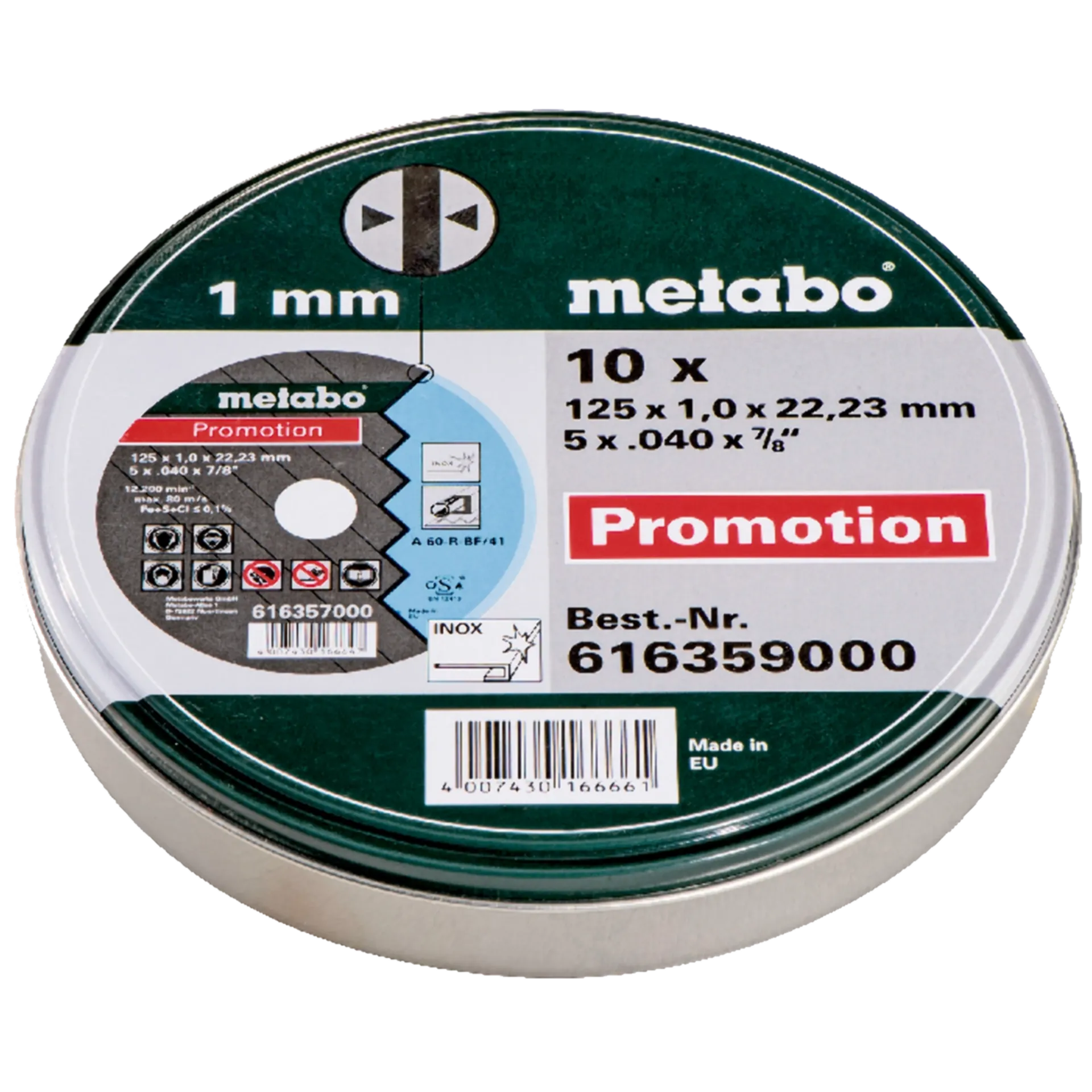 Doorslijpschijven 125 x 1 x 22 mm Inox - 10 stuks Doorslijpschijven 125 x 1 x 22 mm Inox - 10 stuks