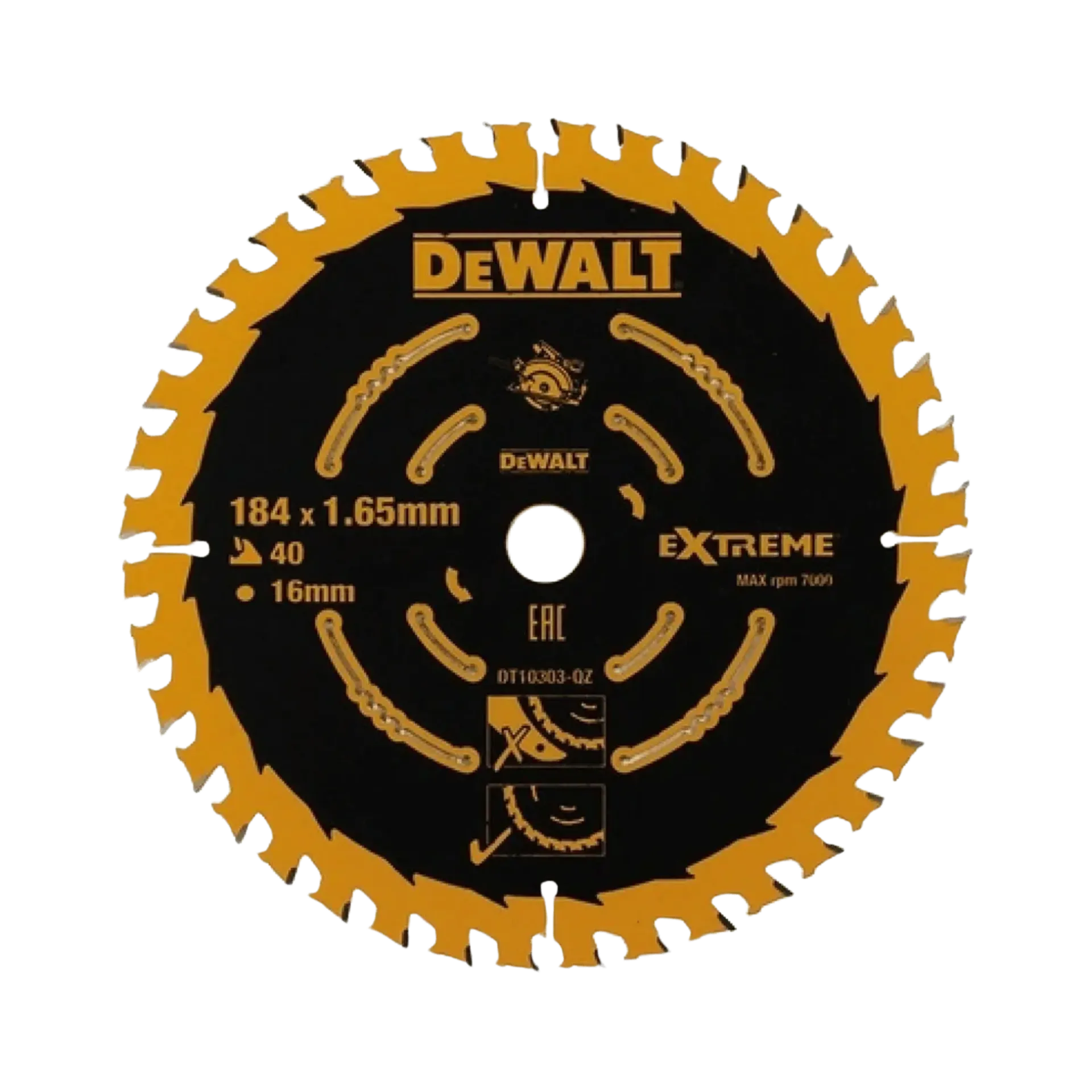 Cirkelzaagblad voor hout ø 184 x 16 x 40T - DT10303-QZ Cirkelzaagblad voor hout ø 184 x 16 x 40T - DT10303-QZ