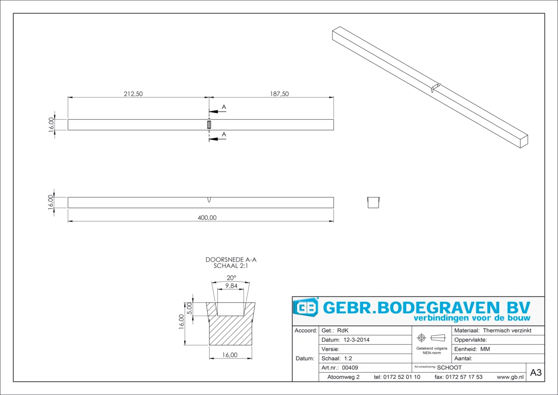00409 SCHOOTANKER SCHOOT 400 #16 (ST=1STK)