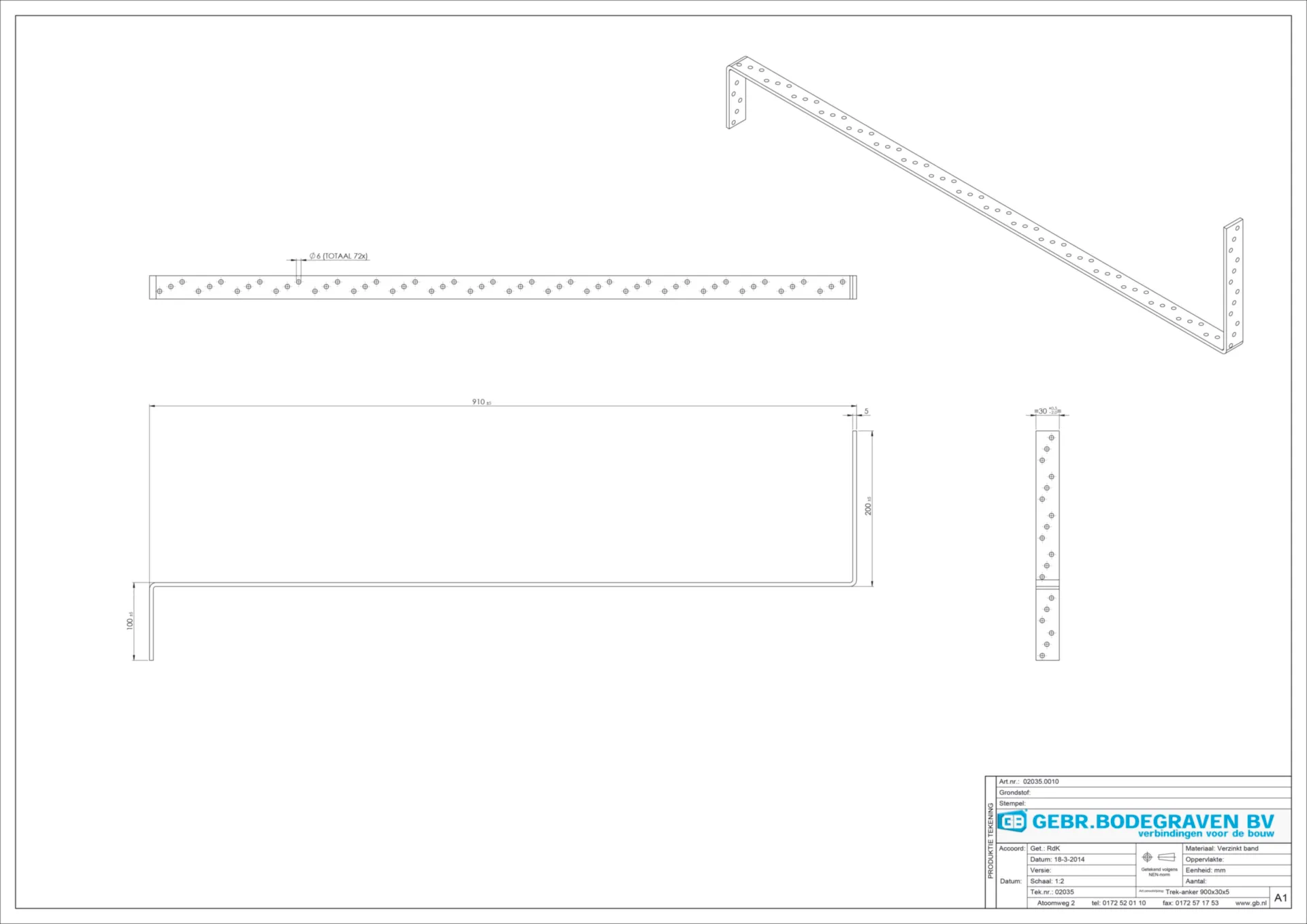 02035 TREKANKER 900 30X5 (PAK=10STK)