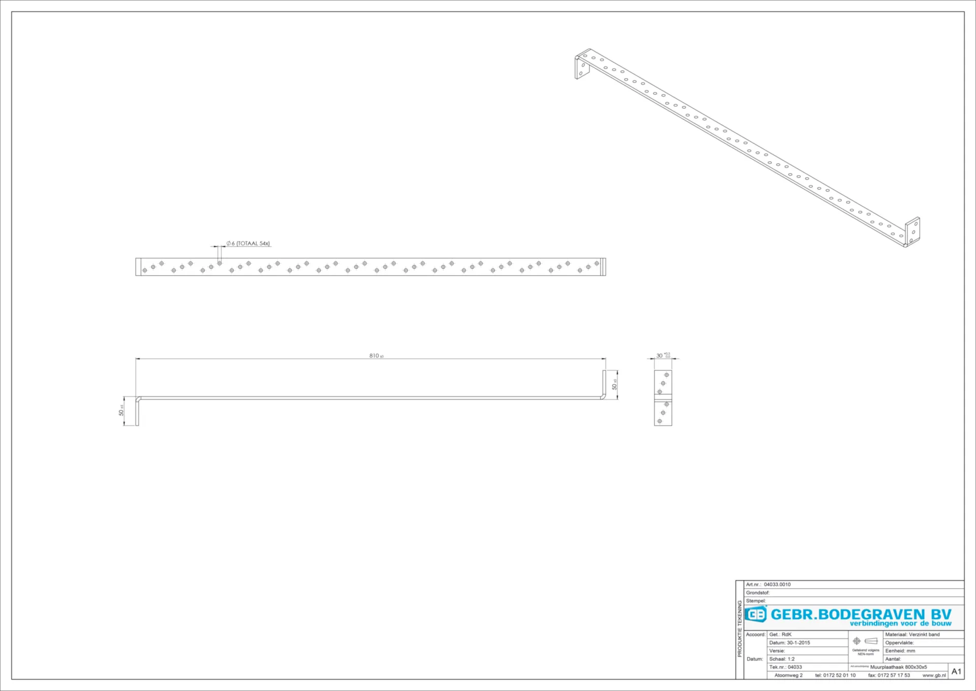 04033 MUURPLAATHAAK 800 30X5 (PAK=10STK)