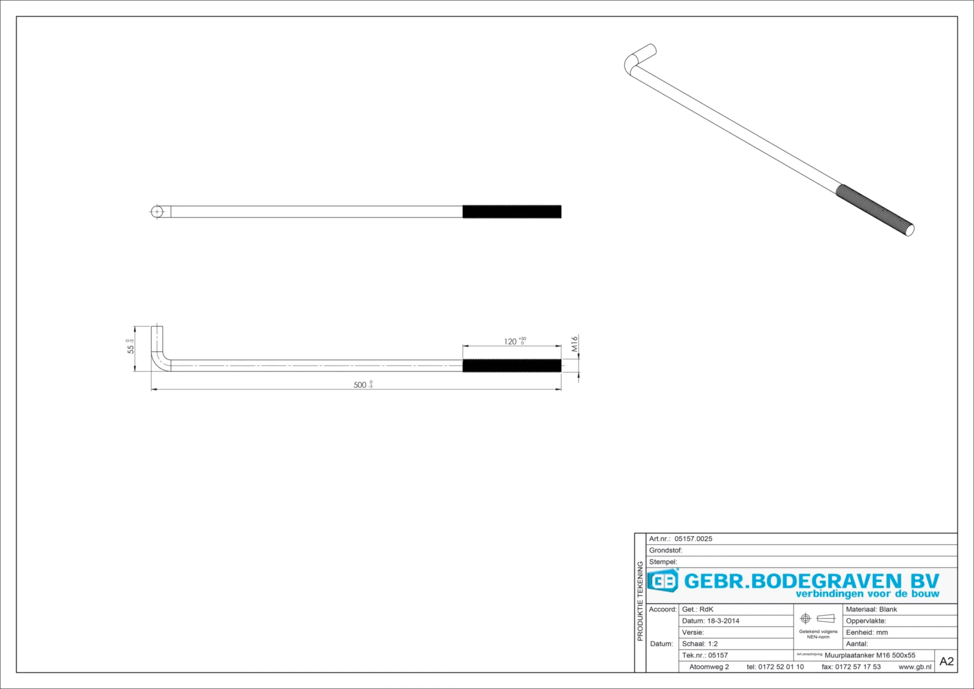 05157 MUURPLAATANKER M16 500X55 DL120 (DS=25STK)