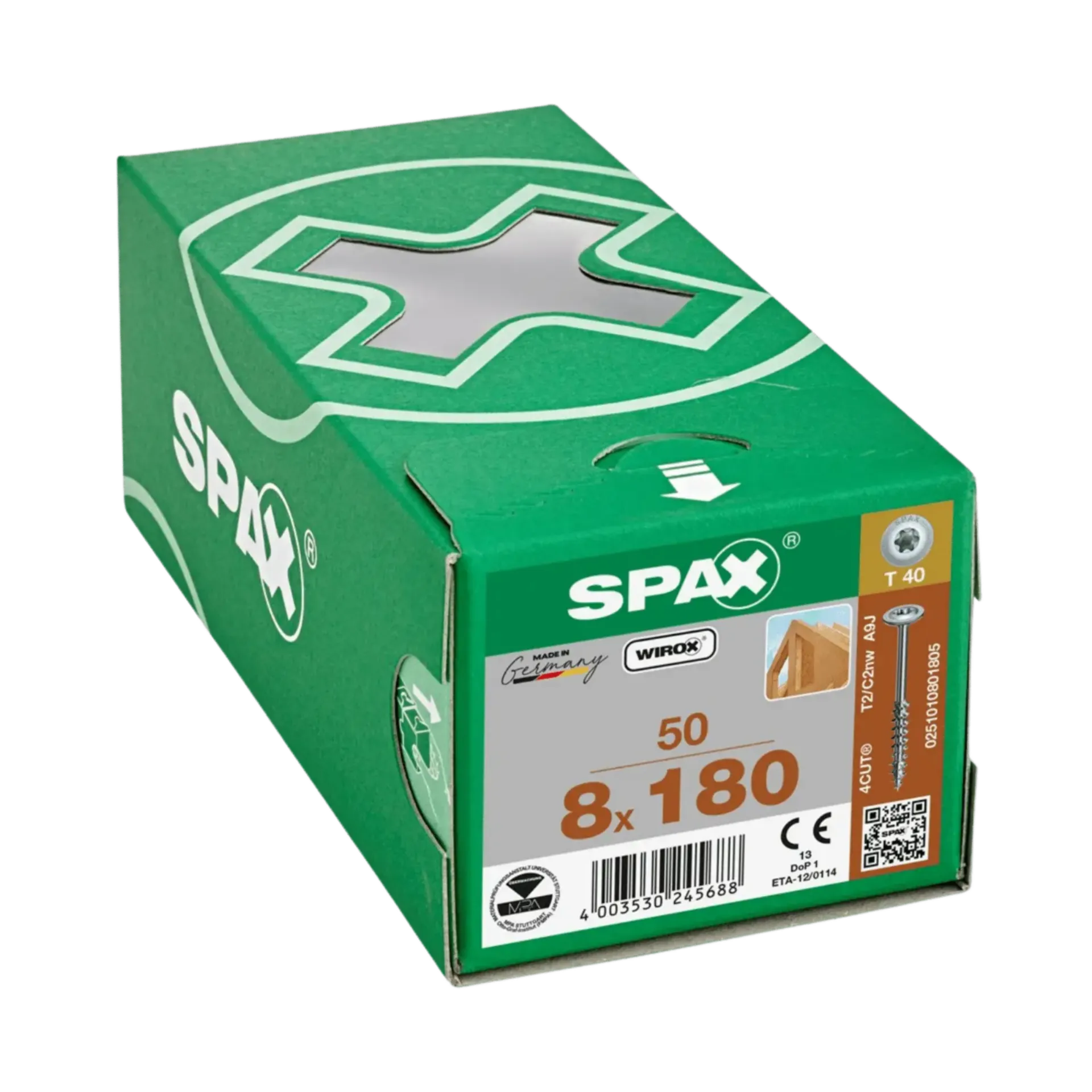 Vis de construction à filetage partiel tête disque 8,0x180 TX40 Wirox 50 pièces