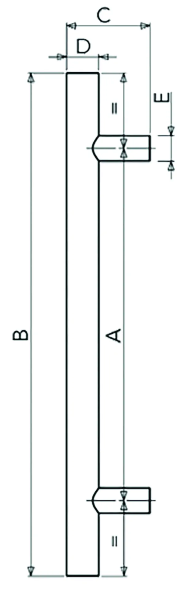 Ansa Modèle-T Tirant inox (Ø32 mm, entraxe 500 mm, longueur 700 mm)