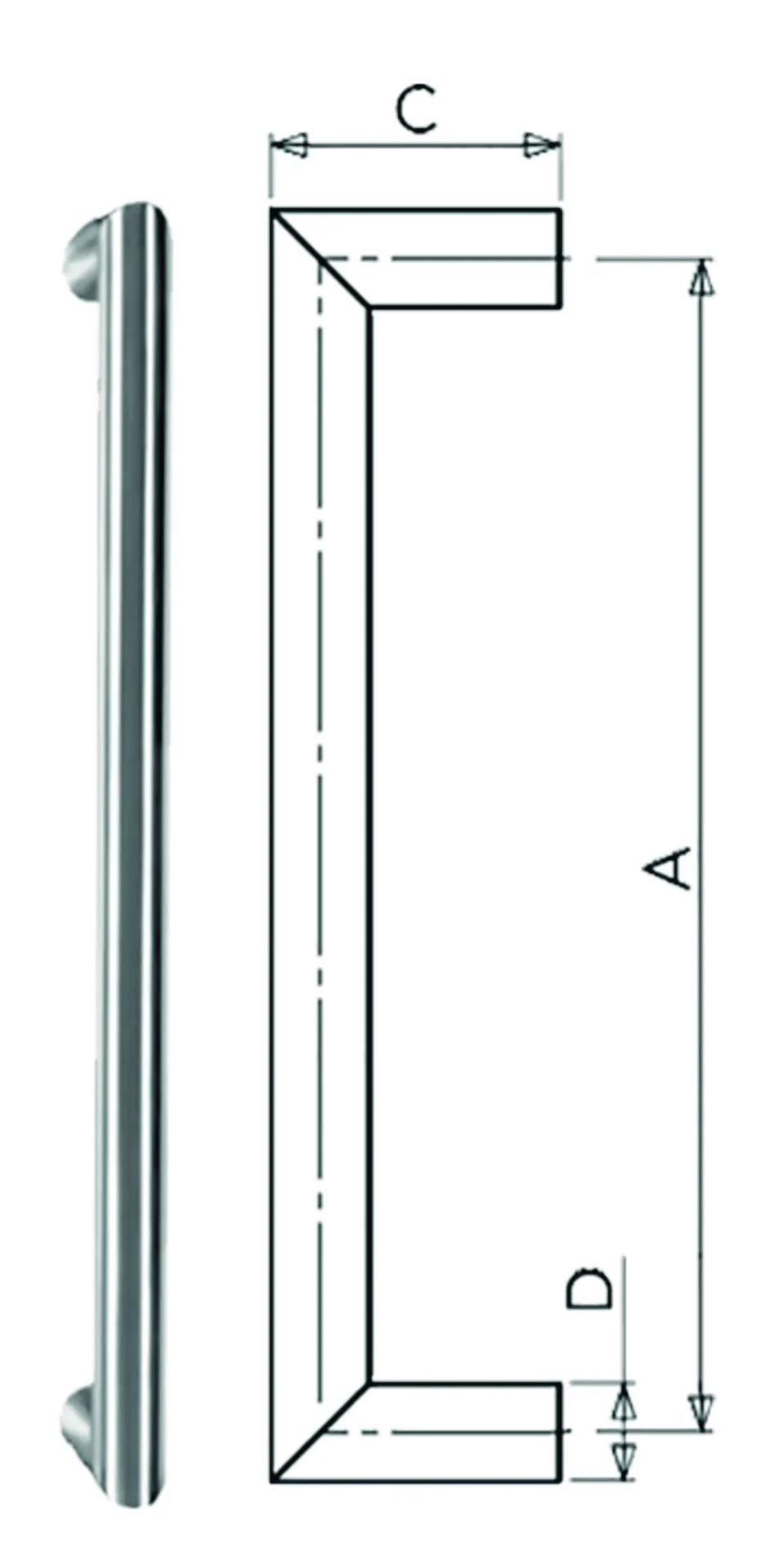 Ansa Model-U 90 tirant inox (entraxe 300 mm, forme en U)