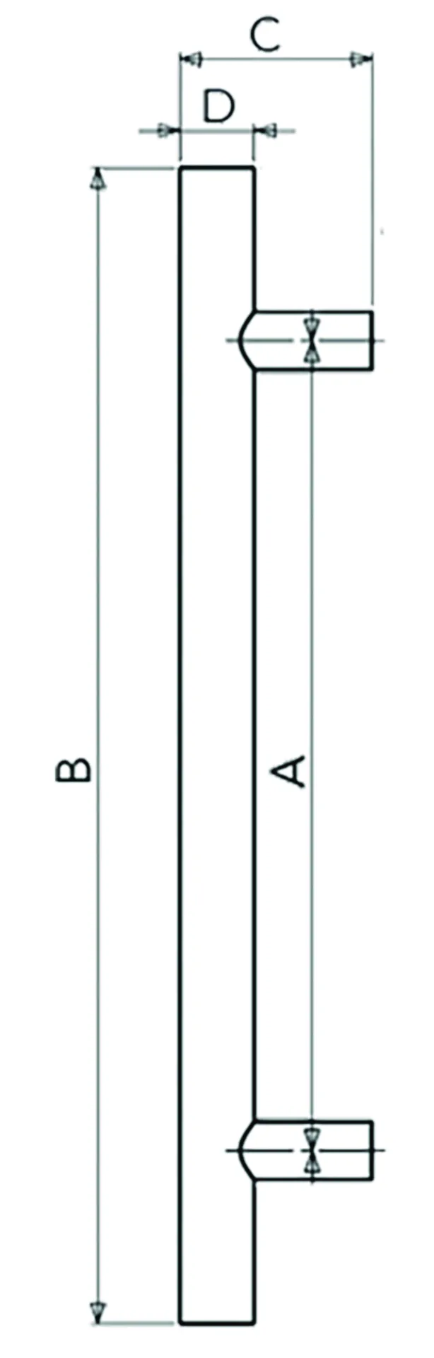 Ansa Tirant inox modèle T déporté (Ø32 mm, entraxe 500 mm, longueur 700 mm)