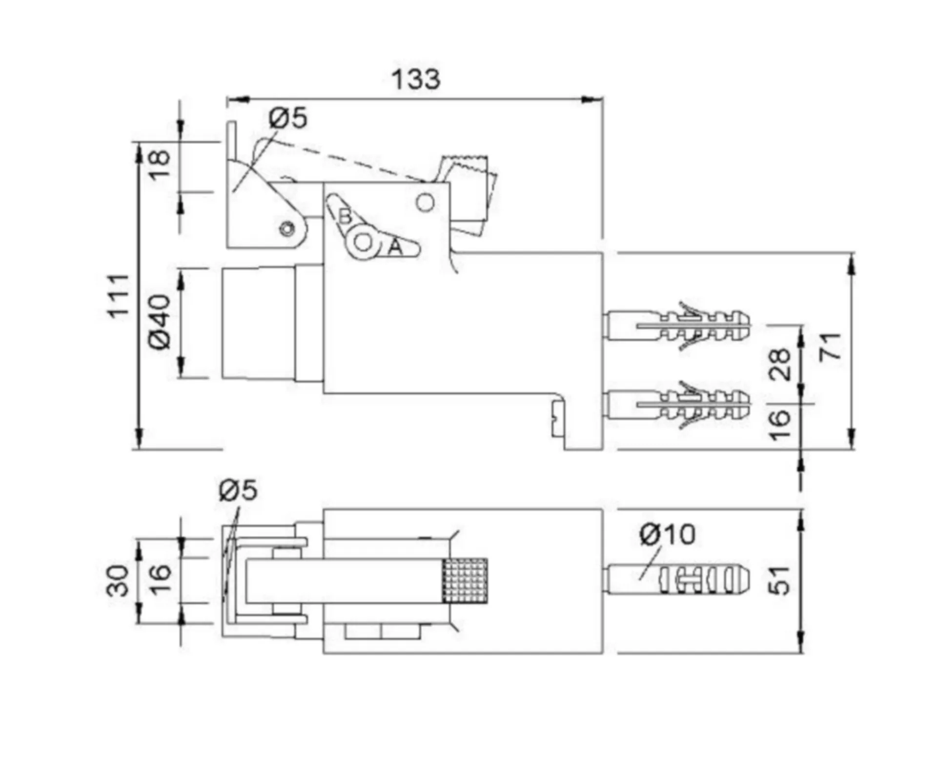 KWS 1011.02 cale-porte relevable aluminium ton argent (fixation vissée)