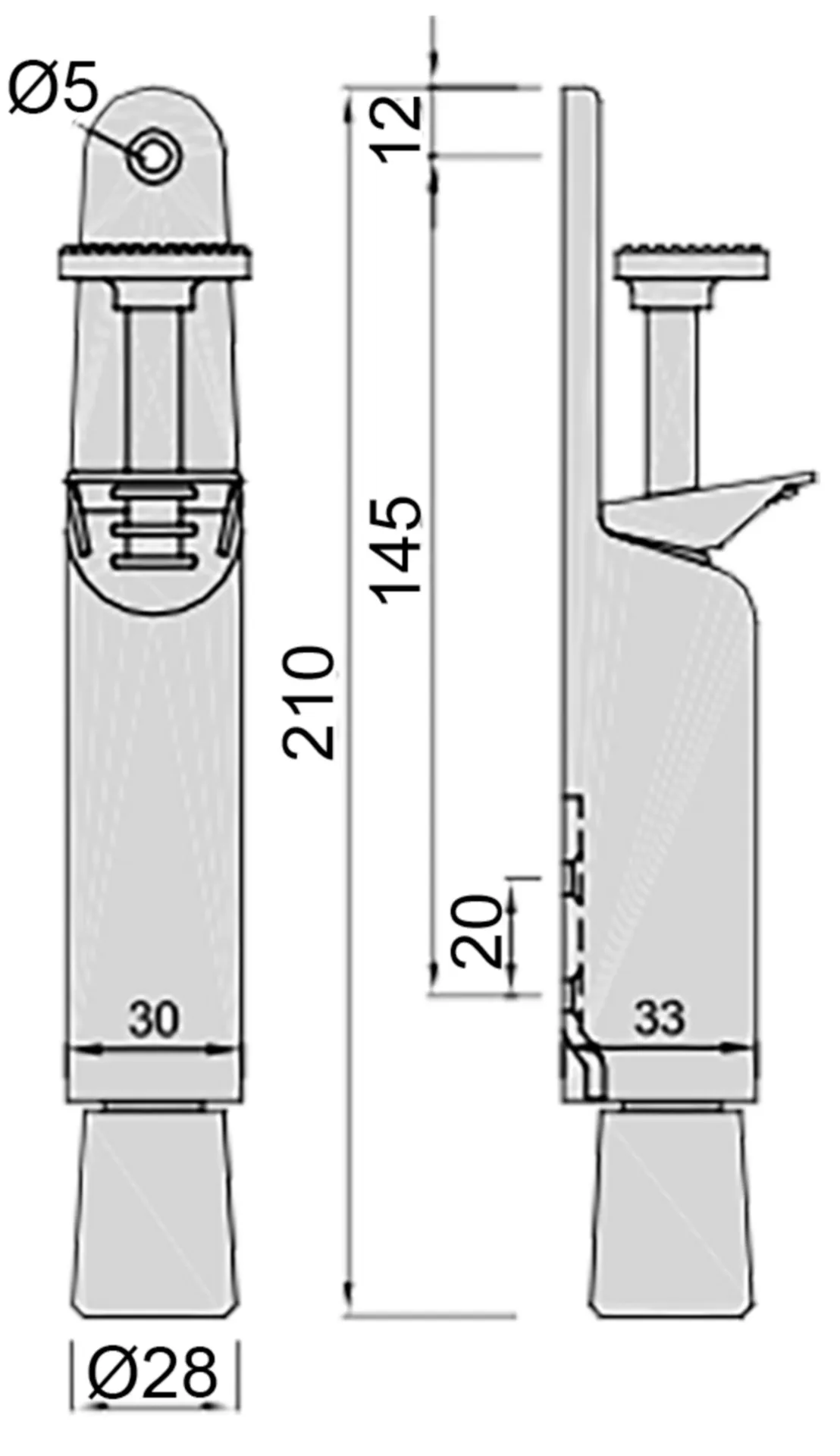 KWS 1034-02 cale porte (ton argent, course de fermeture 50 mm)