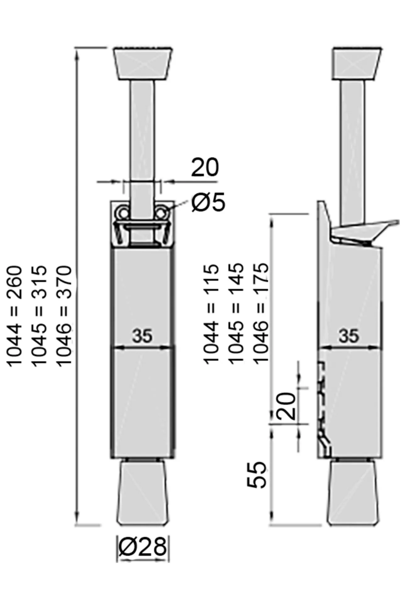 KWS 1045.02 deurvastzetter (aluminium, zilver, opschroefbaar, sluitkoers 60 mm)