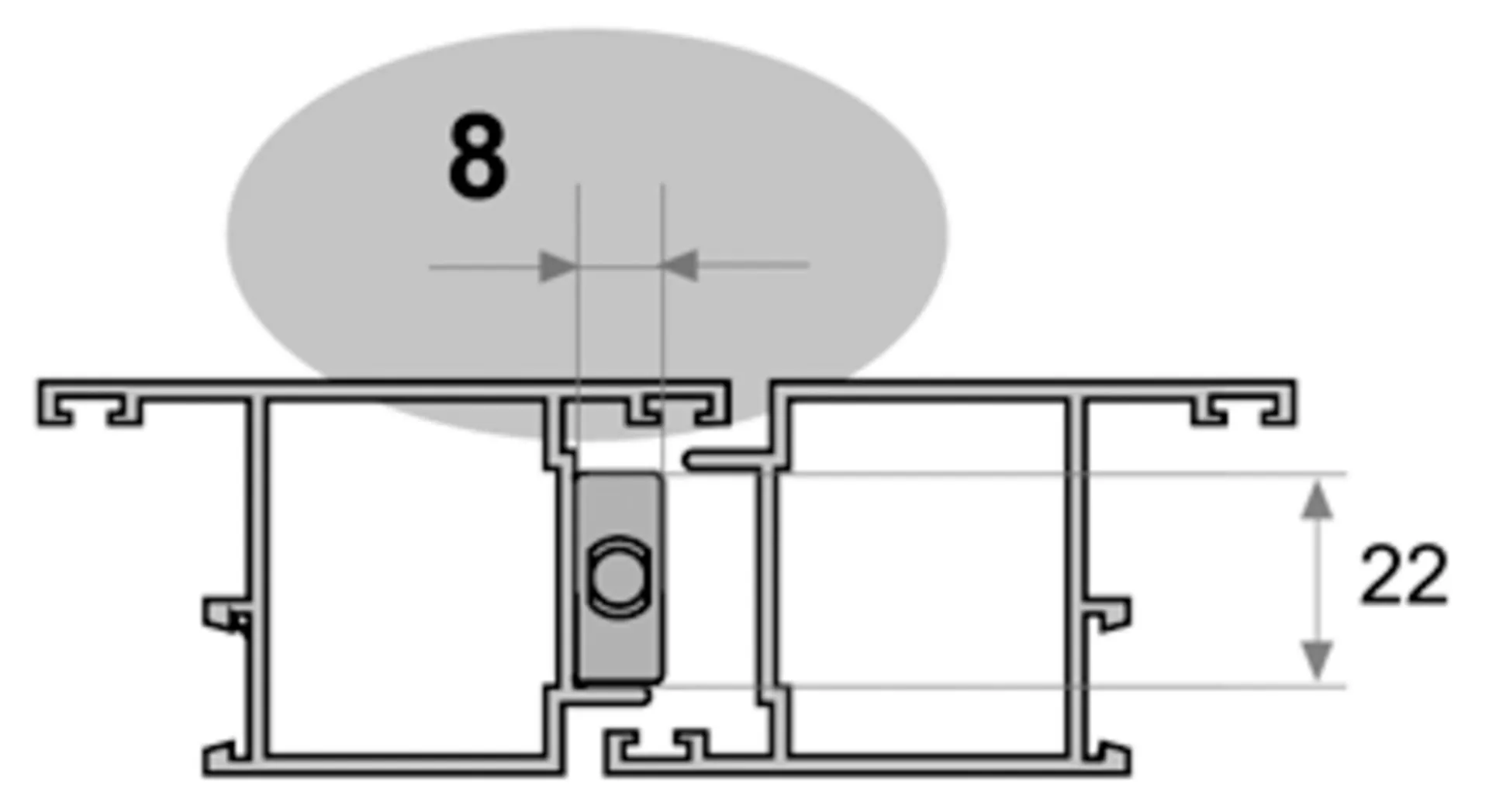 Fapim 3722B opbouwkantschuif (220 mm, grijs gelakt)
