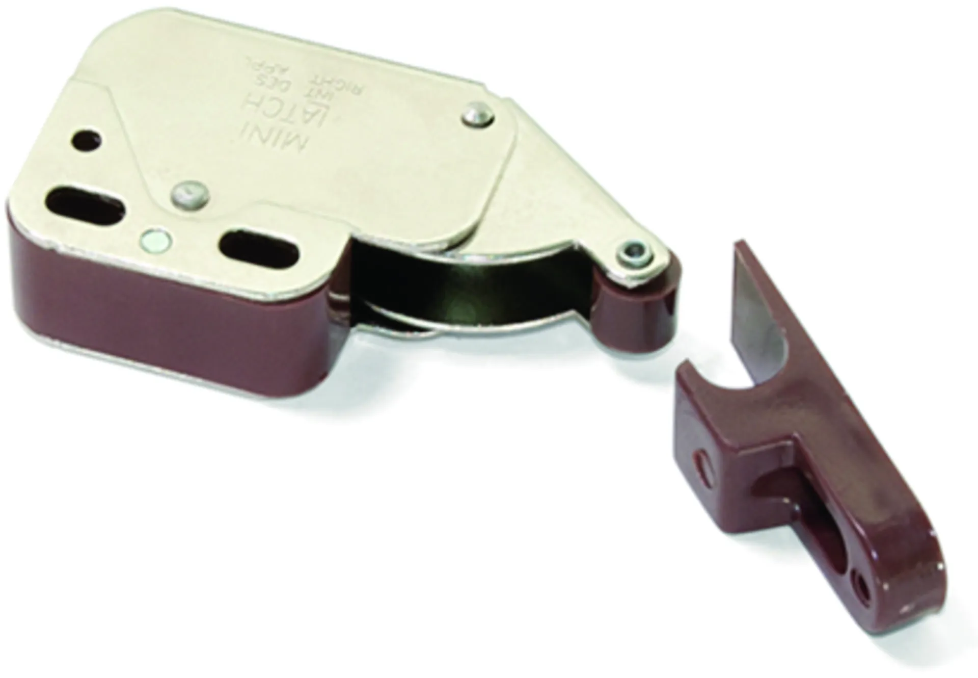 BMB Rollersnapper Mini Latch vernikkeld (contre-pièce plastique blanc, 35 mm)