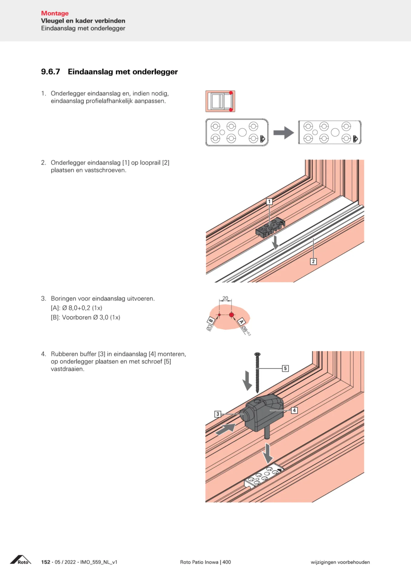 Weidtmann 349600 Set accessoires butée Roto Patio Life