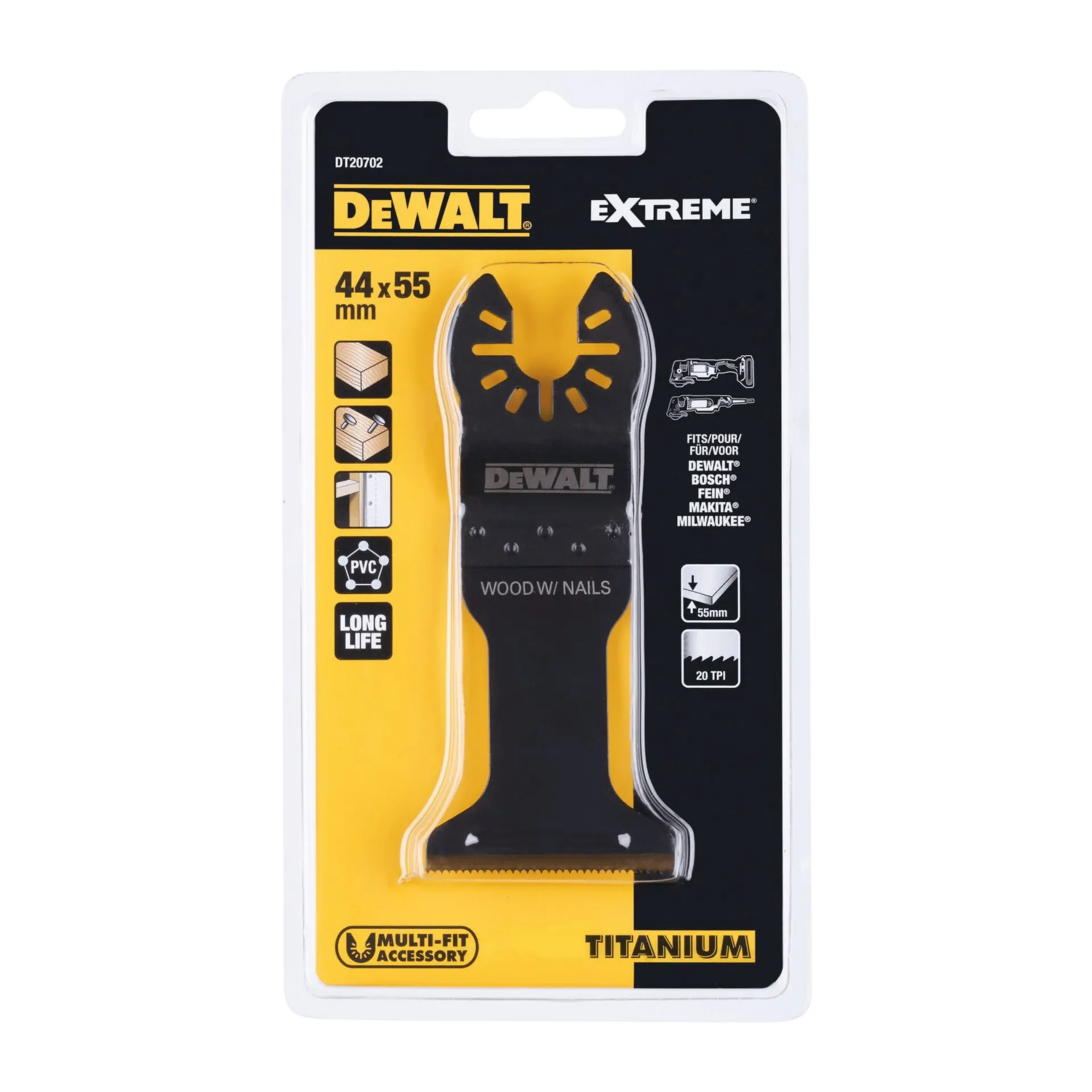 Lame de scie plongeante en titane pour bois avec clous 44 x 55 mm DT20702-QZ Lame de scie plongeante en titane pour bois avec clous 44 x 55 mm DT20702-QZ