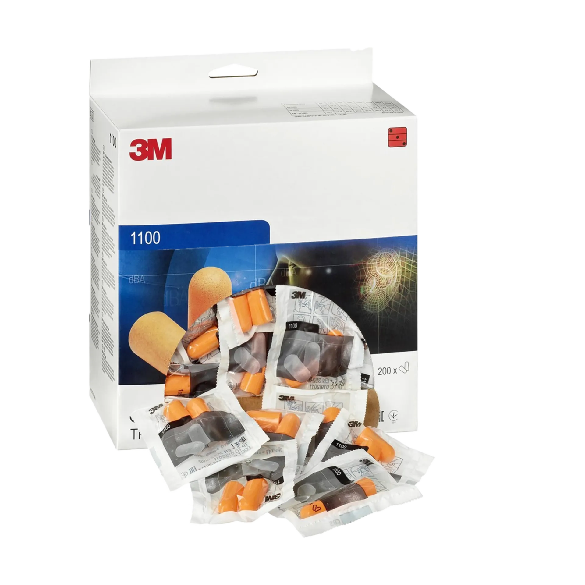 Bouchon d'oreille orange sans entretien 3M - 1100EAR - (200 PR/DS) Bouchon d'oreille orange sans entretien 3M - 1100EAR - (200 PR/DS)