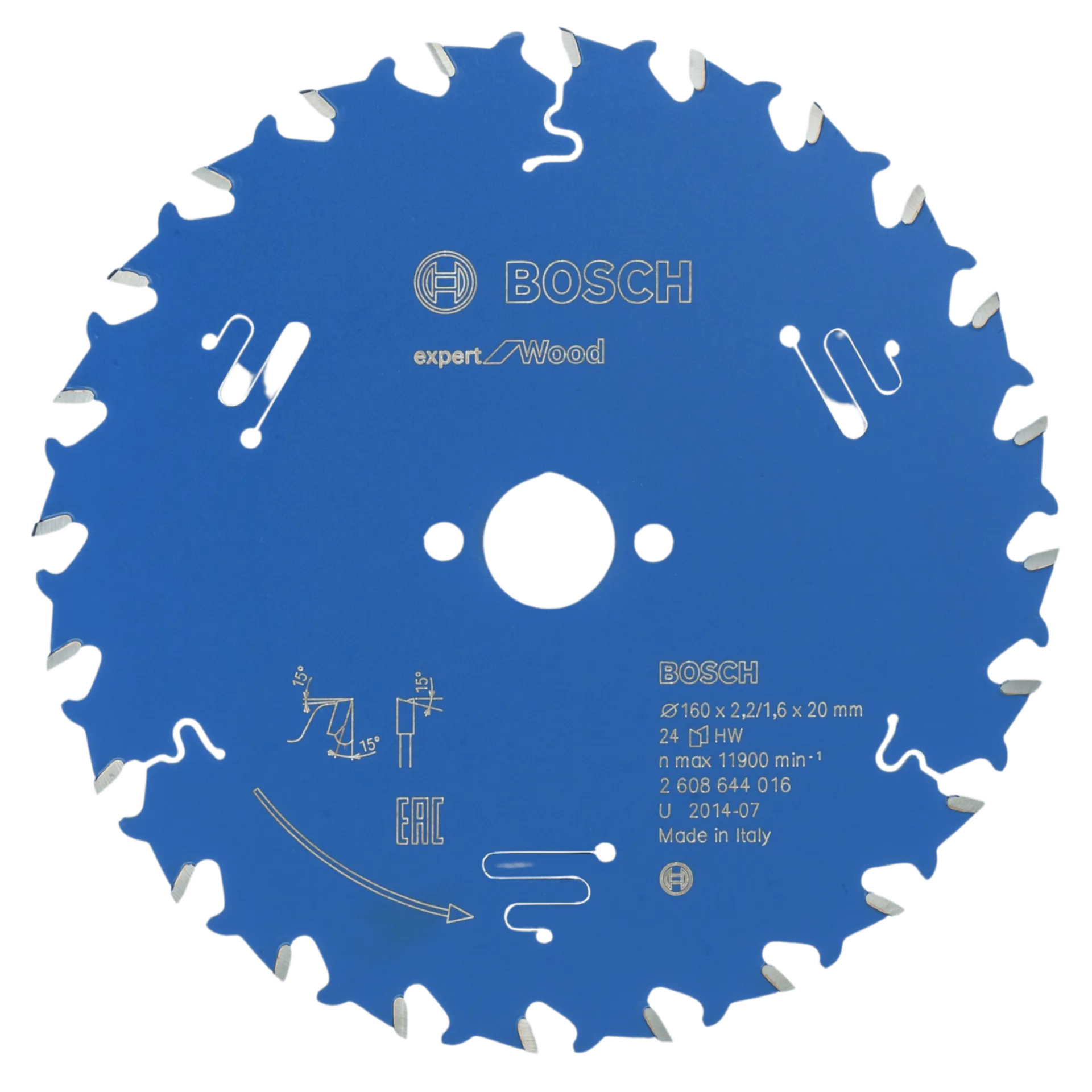 Lame de scie circulaire expert pour bois 160 x 20 x 2,2 mm, 24T - 2608644016