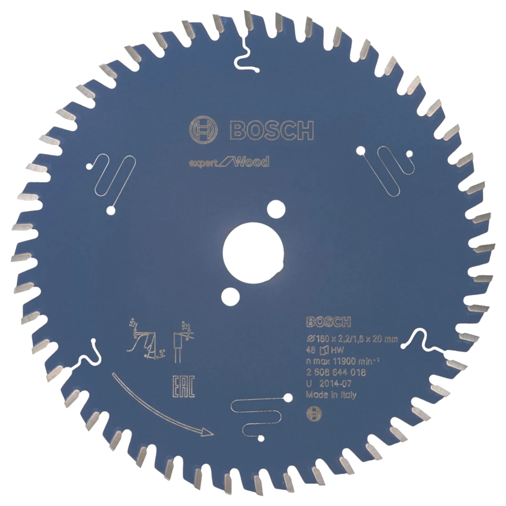 Lame Scie Circulaire Expert For Wood, 160 X 20 X 2,2 mm, 48T - 2608644018
