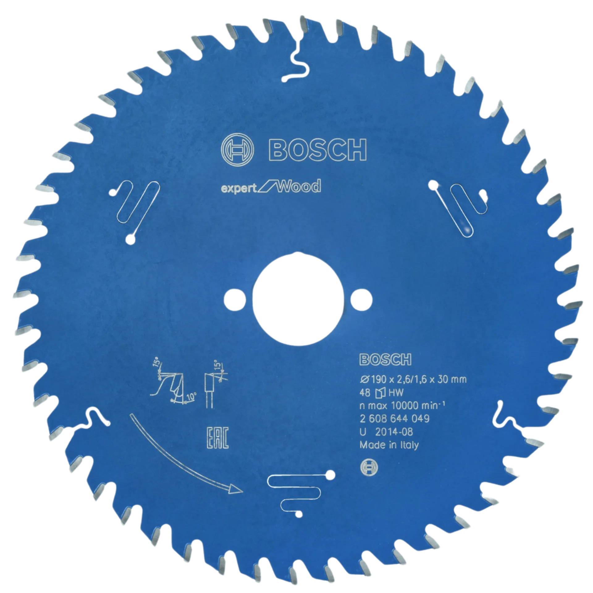 Cirkelzaagblad expert for wood 190 x 30 x 2,6 mm, 48T - 2608644049