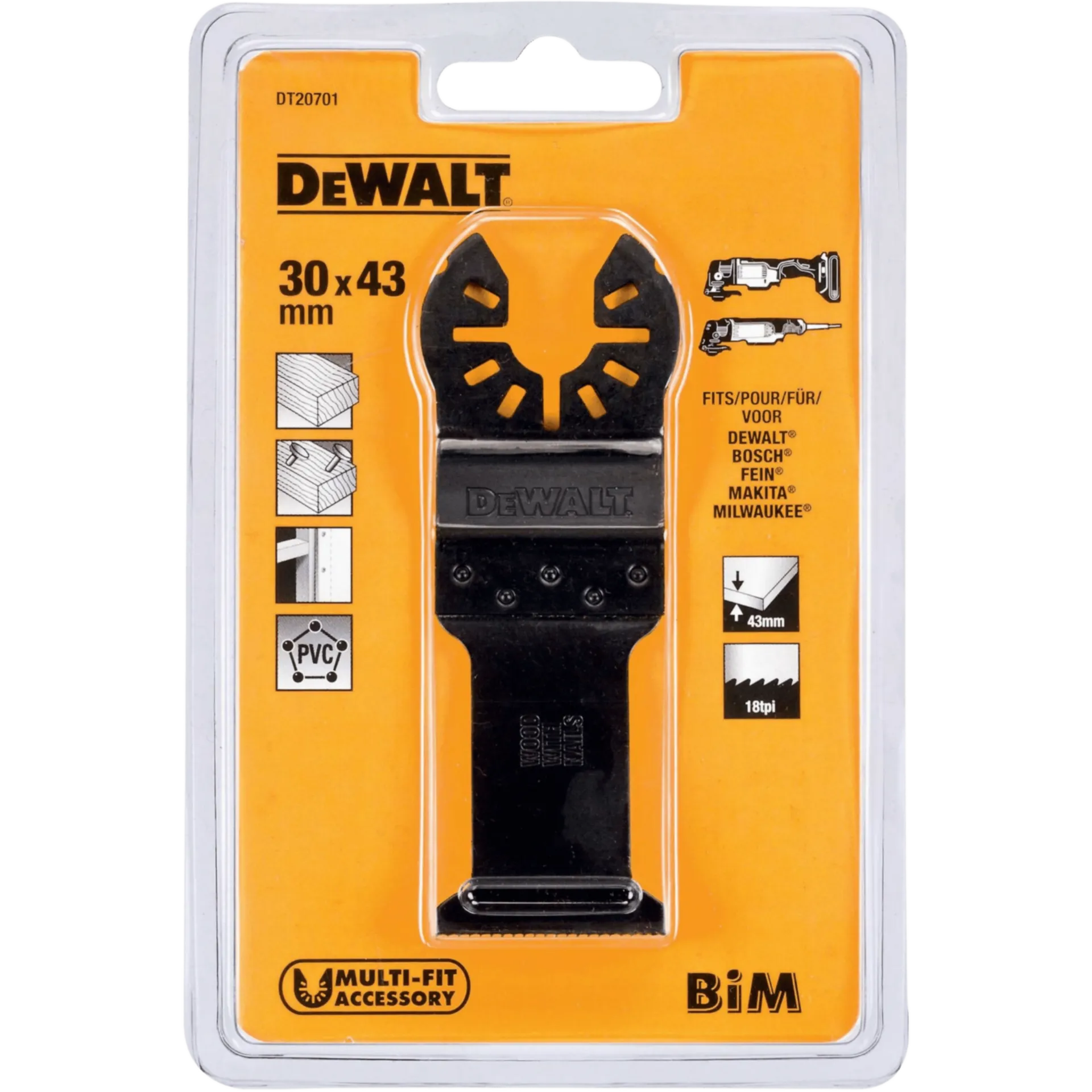 Lame de scie plongeante BIM pour bois avec clous 43 x 31 mm - DT20701-QZ Lame de scie plongeante BIM pour bois avec clous 43 x 31 mm - DT20701-QZ