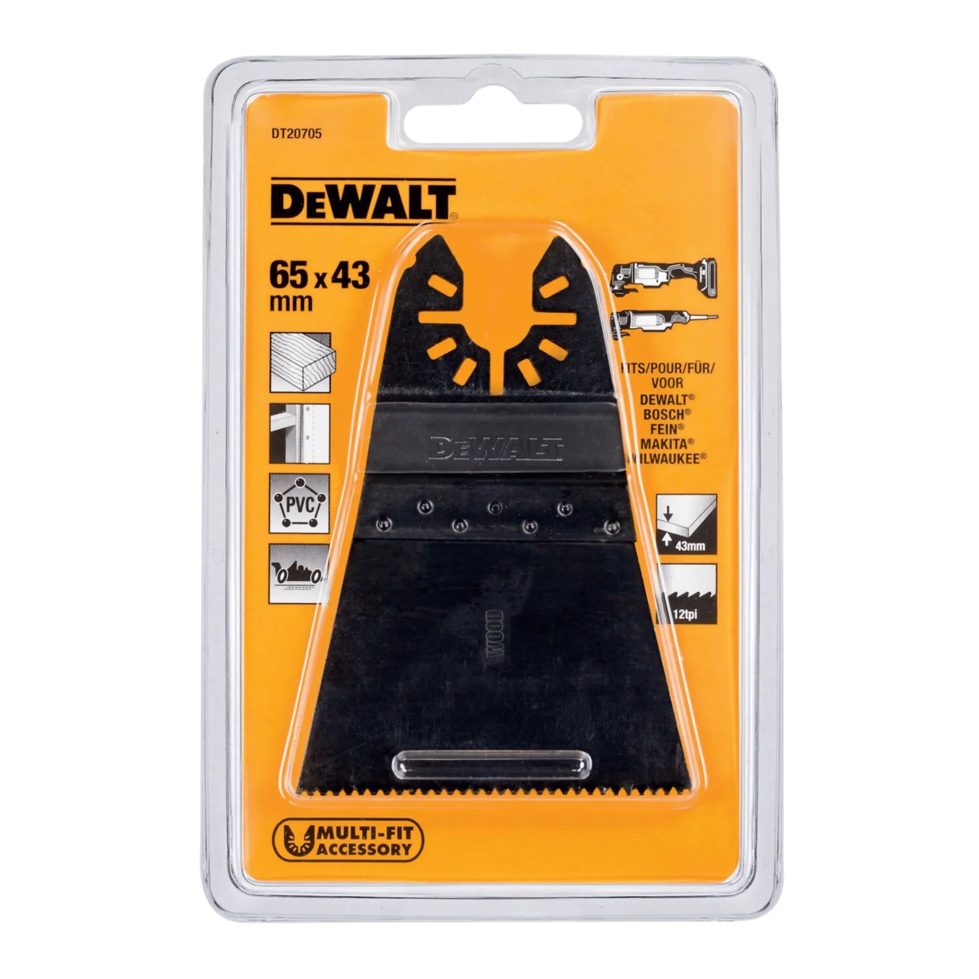 Lame de scie plongeante HCS pour coupe rapide 43 x 66 mm - DT20705-QZ Lame de scie plongeante HCS pour coupe rapide 43 x 66 mm - DT20705-QZ