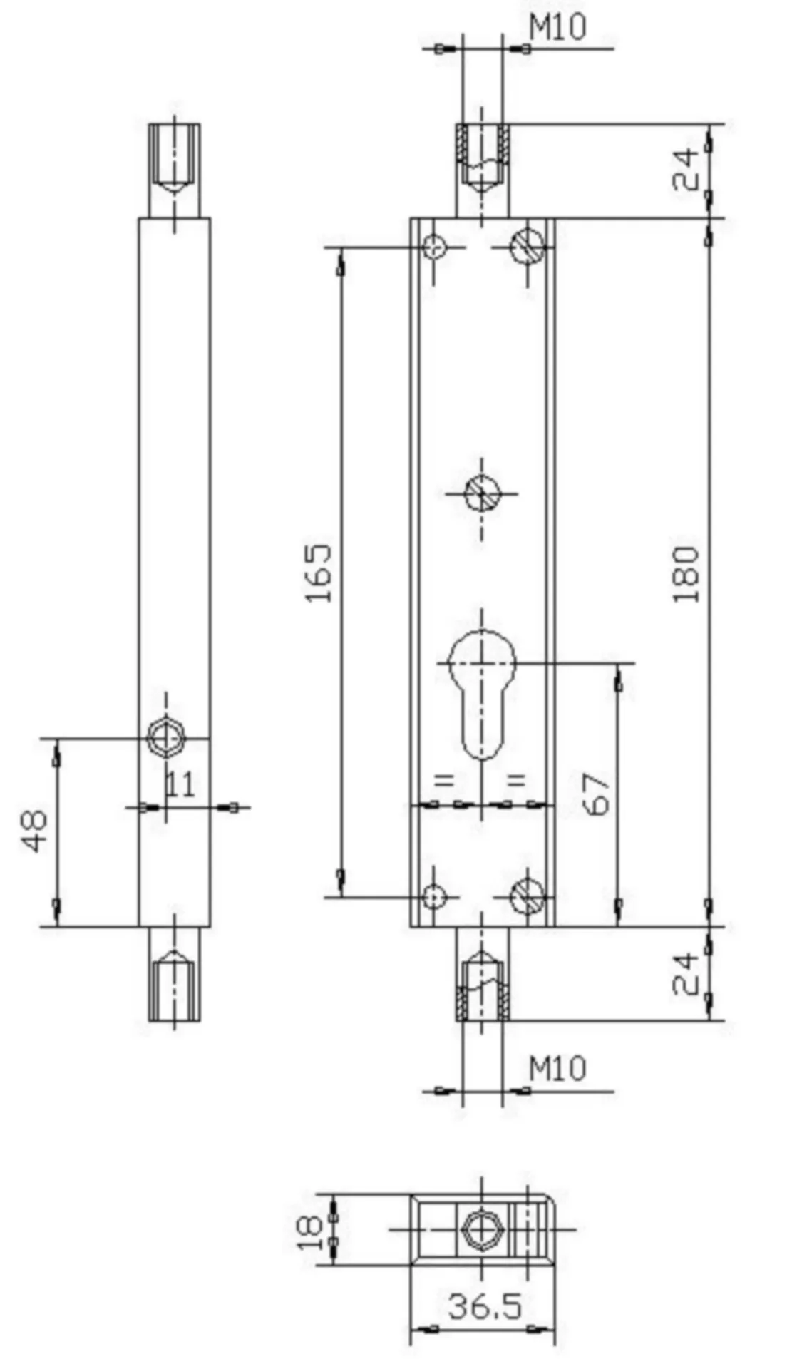 DENI 9233 ESPAGNOLET CIL. BED. STL. VERZINKT. STANG 10 MM
