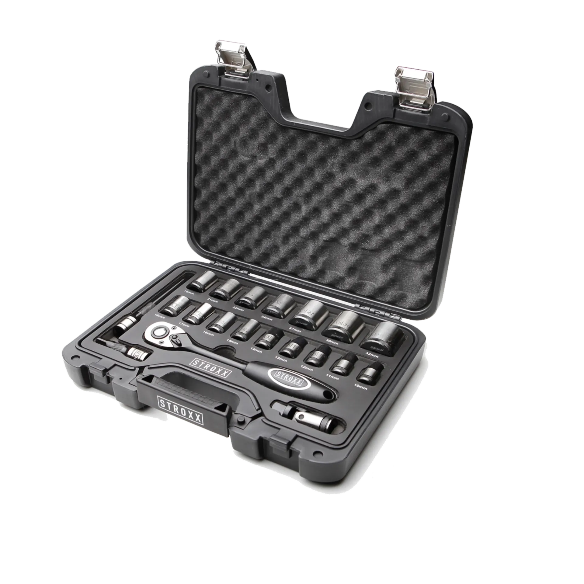 Coffret Douilles 1/2"  20 Pcs, Douilles 10-32 mm, 2 Adapt, Joint U