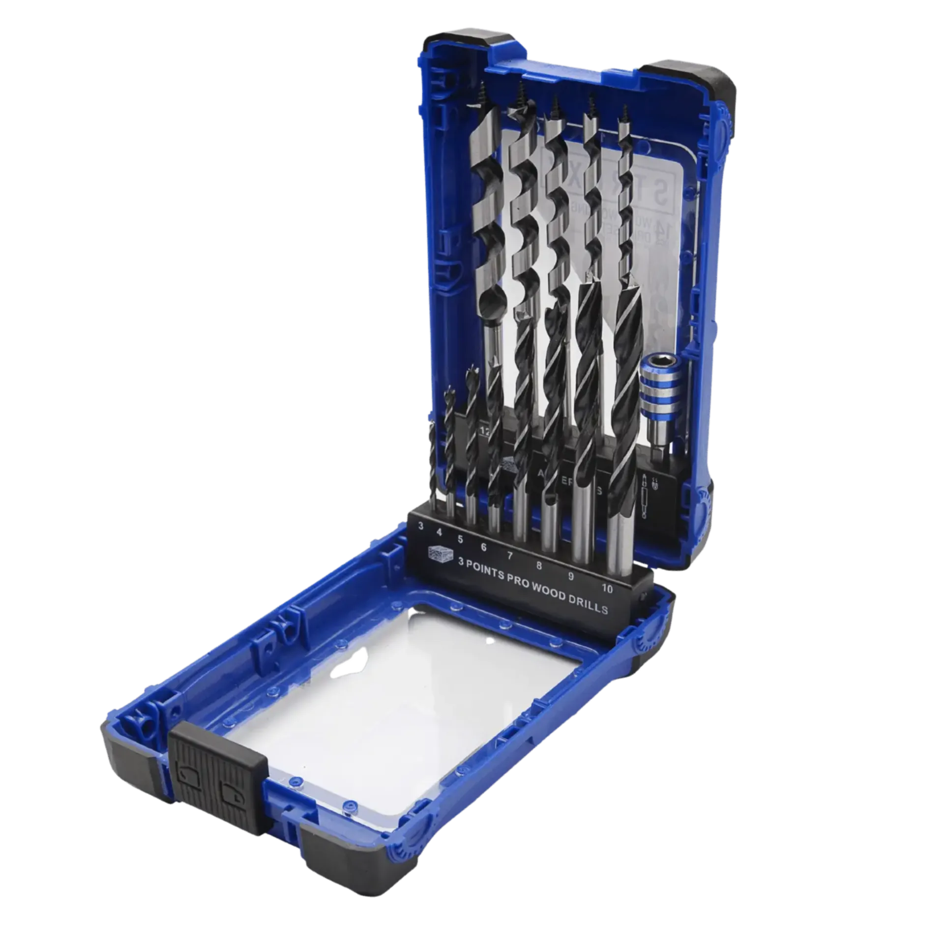 Set de Forets en Spirale pour Bois 14 Pièces, 3-12mm, Porte-Rapide
