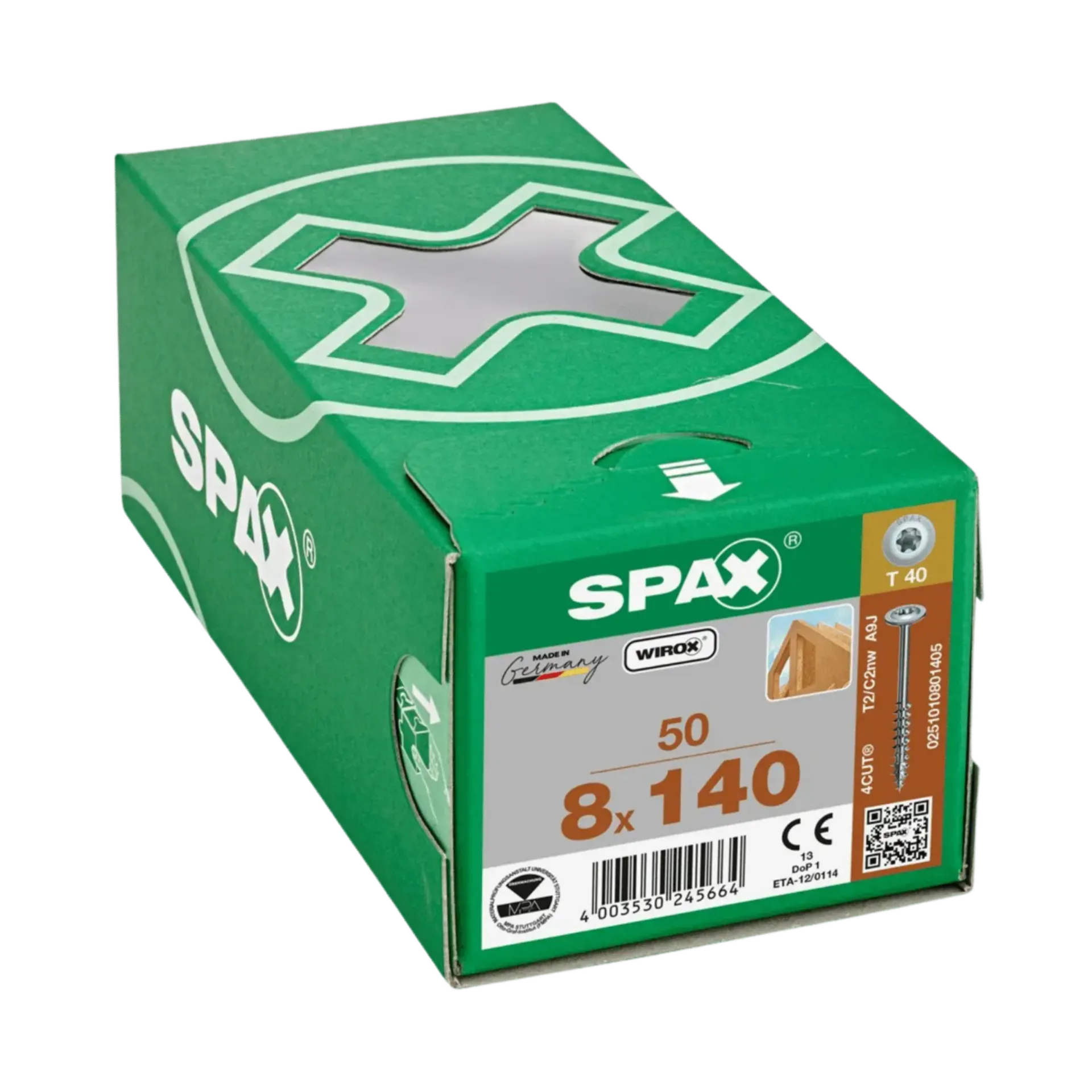 Vis de construction à filetage partiel tête disque 8,0x140 TX40 Wirox 50 pièces Vis de construction à filetage partiel tête disque 8,0x140 TX40 Wirox 50 pièces