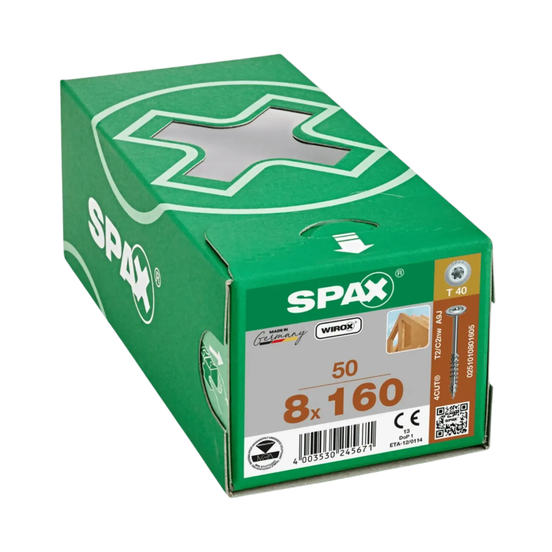 Vis de construction à filetage partiel tête disque 8,0x160 TX40 Wirox 50 pièces Vis de construction à filetage partiel tête disque 8,0x160 TX40 Wirox 50 pièces