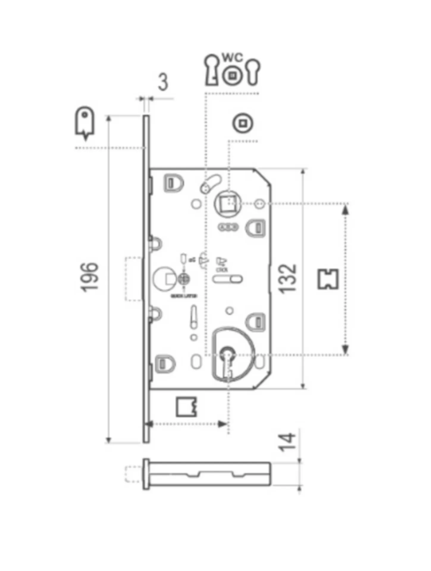 AGB Polaris serrure magnétique BB (entraxe 90 mm, têtière inox 18x196 mm)