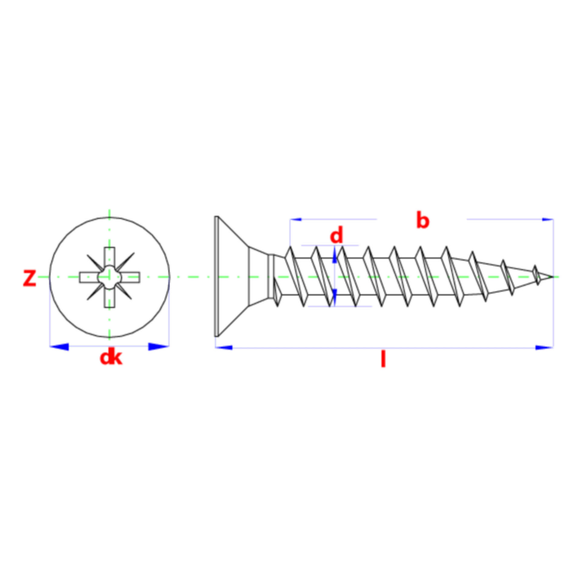 PGB houtschroef voldraad verzonken kop PZ (4,0 x 25 mm)