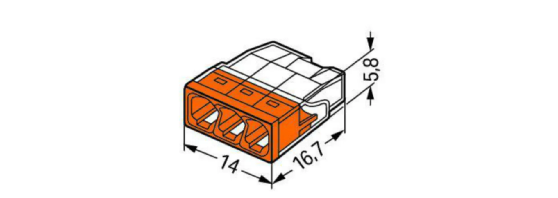 COMPACT DOZENKLEM MET KLEURCODERING - 3 X 0,5-2,5MM²  TRANSPARANT ORANJE/100