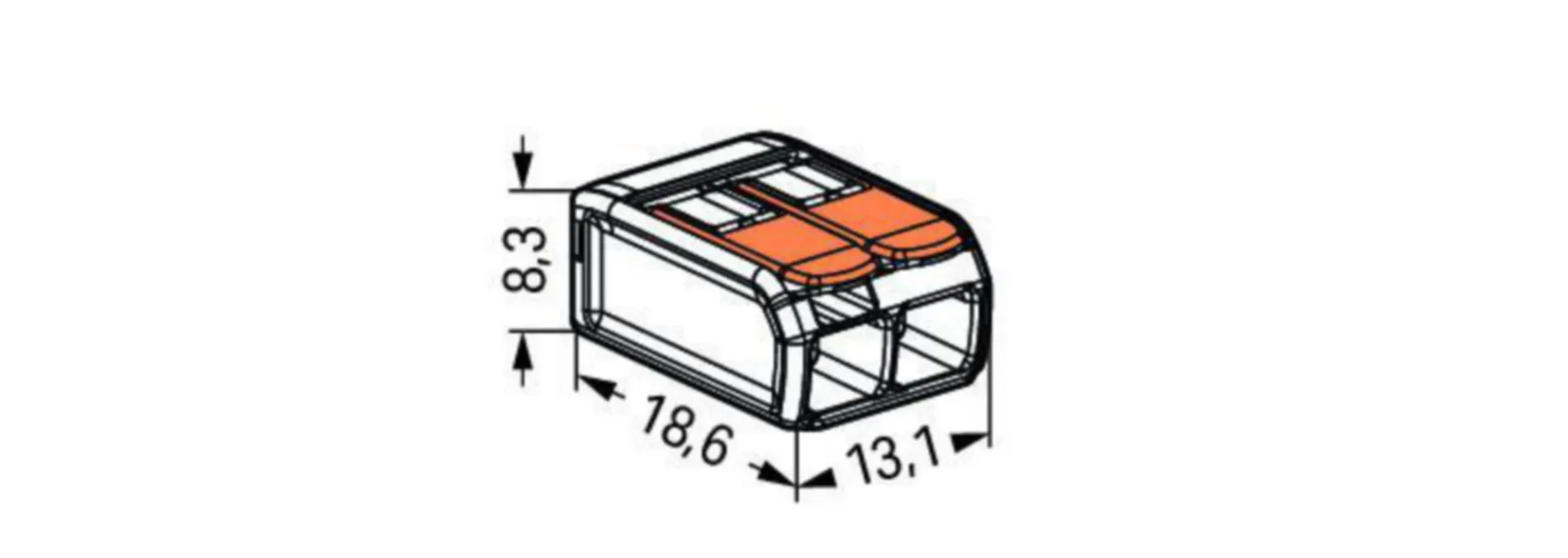 BORNE COMPACT UNIVERSELLE POUR TOUS TYPES DE COND. - 2 X 0,2-4MM² (S) (M)/100