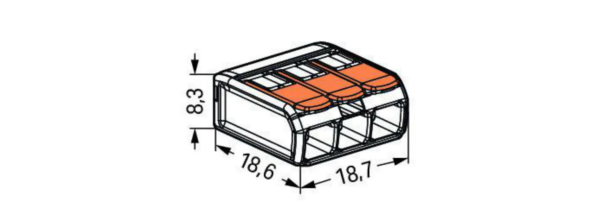 BORNE COMPACT UNIVERSELLE POUR TOUS TYPES DE COND. - 3 X 0,2-4MM² (S) (M) /50