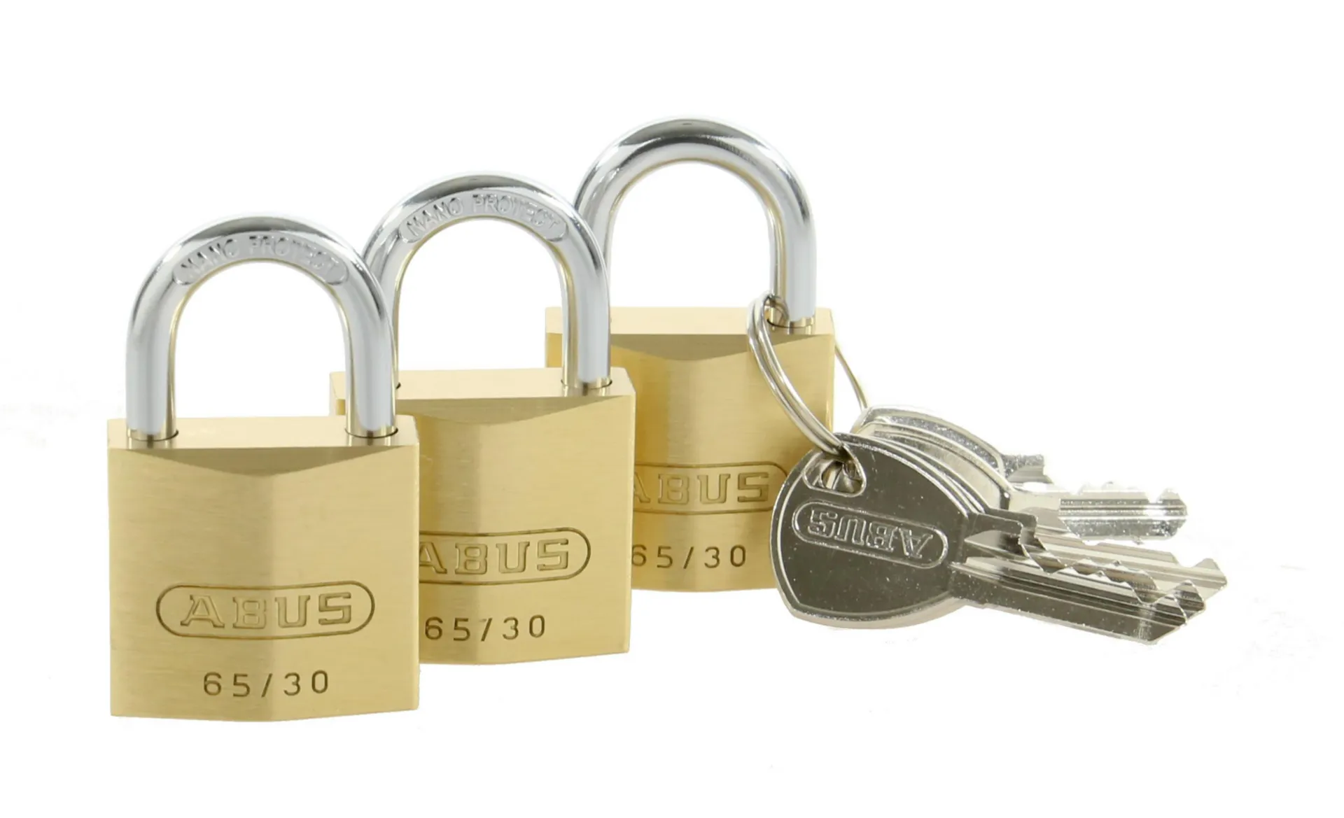 Abus 65/30 cadenas en laiton (résistant aux intempéries, anse 5 mm)