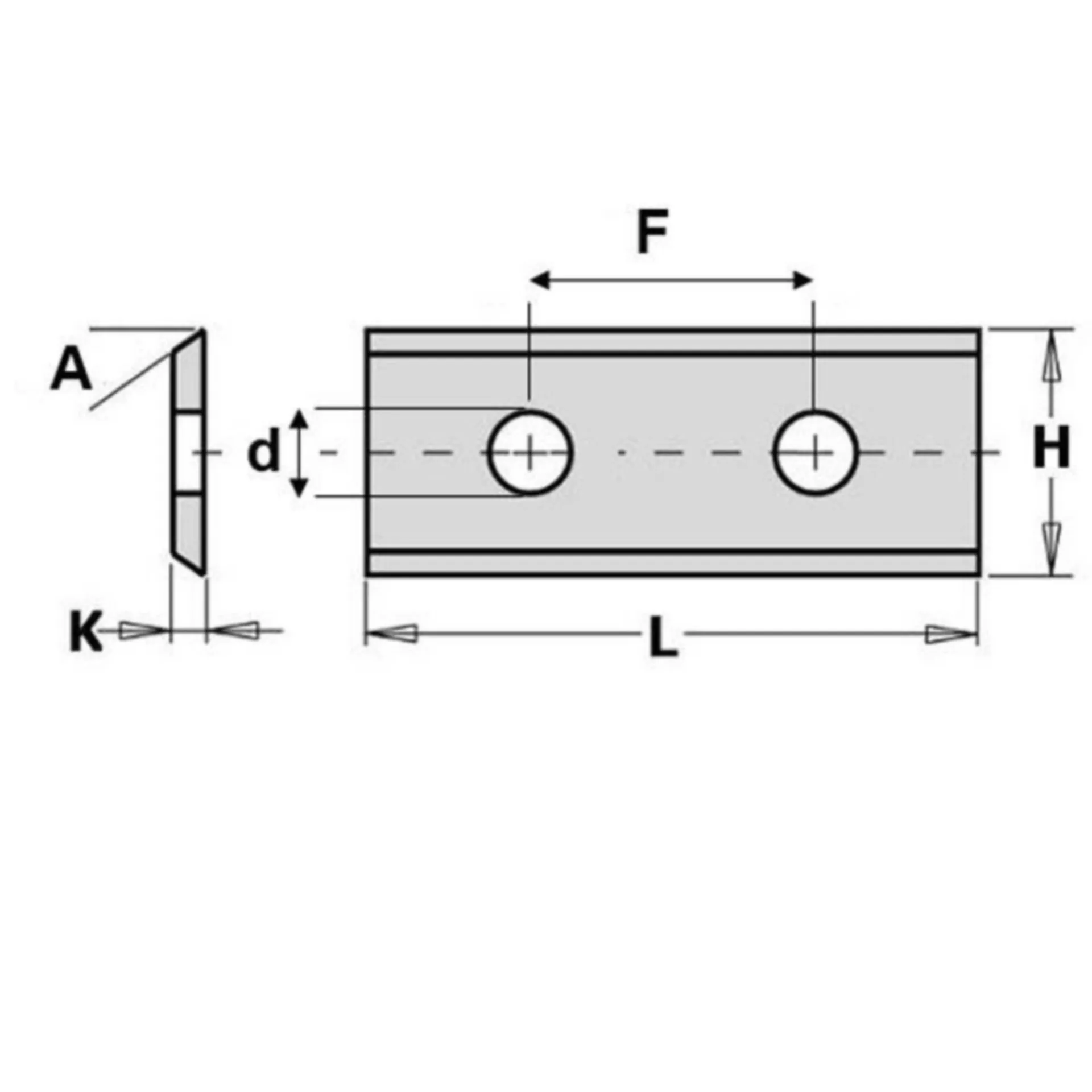 (10PCS) HWM PLAQUETTES REVERSIBLE AVEC 2 COUPES - 60 X 12 X 1.5 - 35°